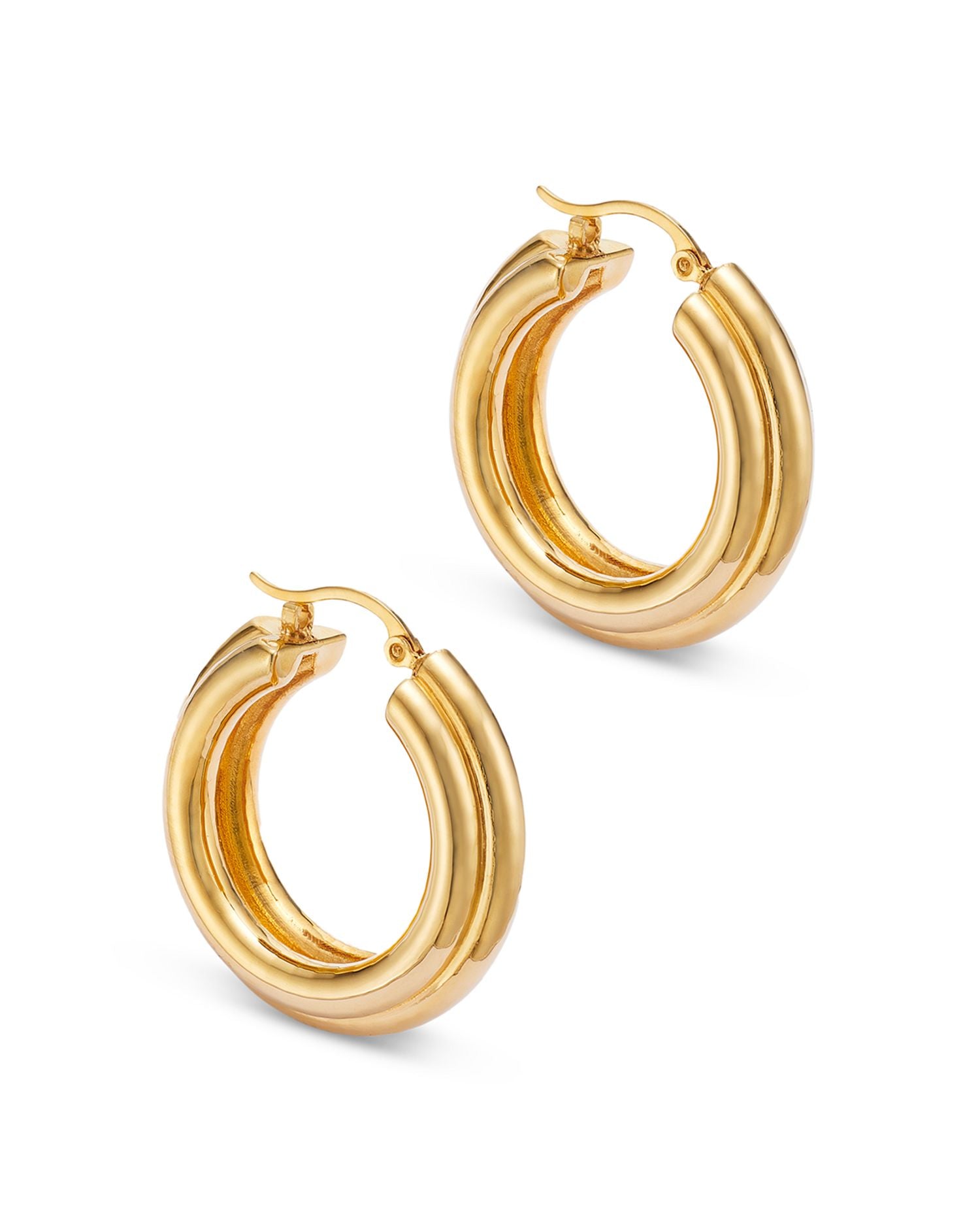 Polished Triple Medium Hoop Earrings in 14K Yellow Gold