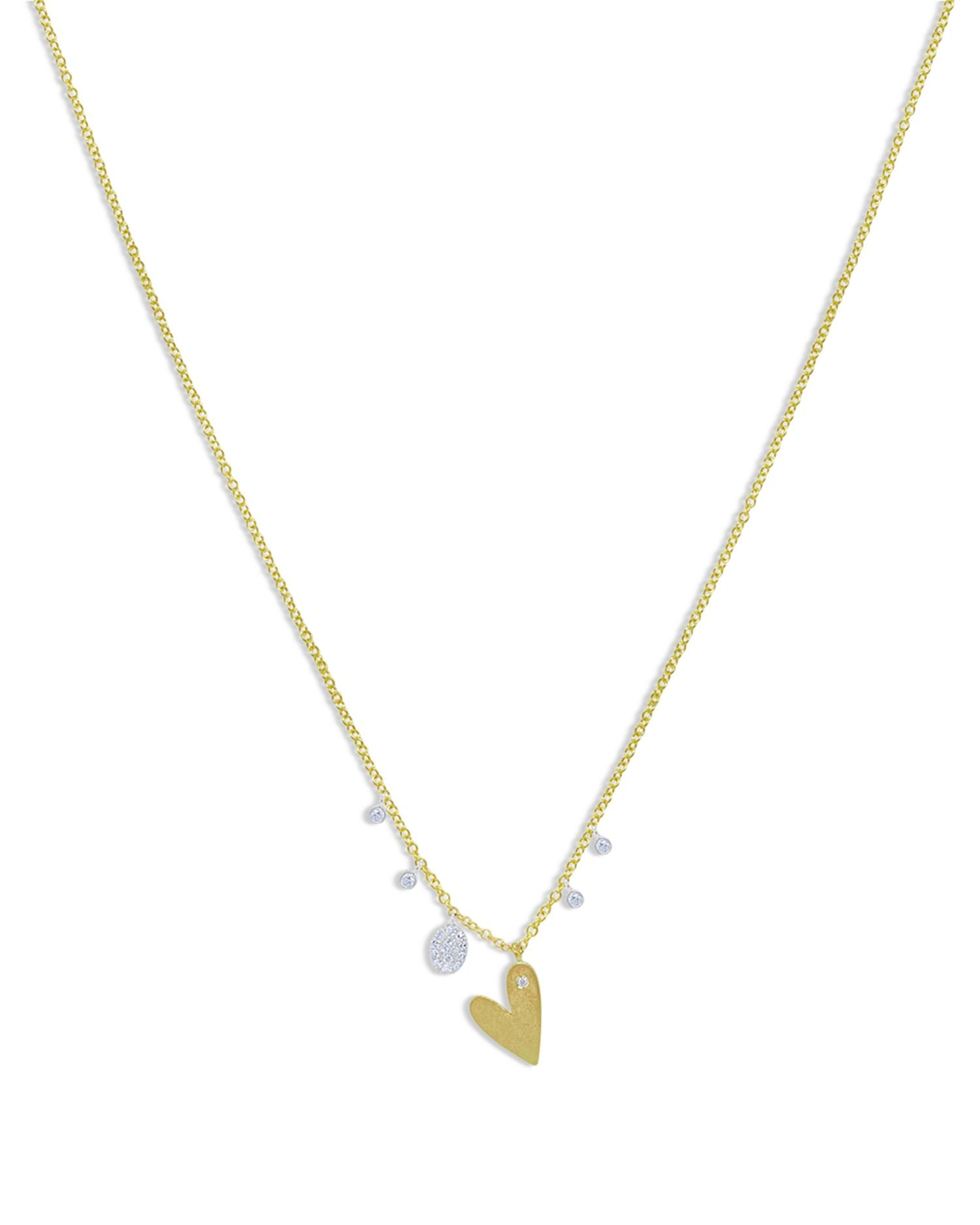 14K Yellow & White Gold Diamond Heart Pendant Necklace, 16'-18'