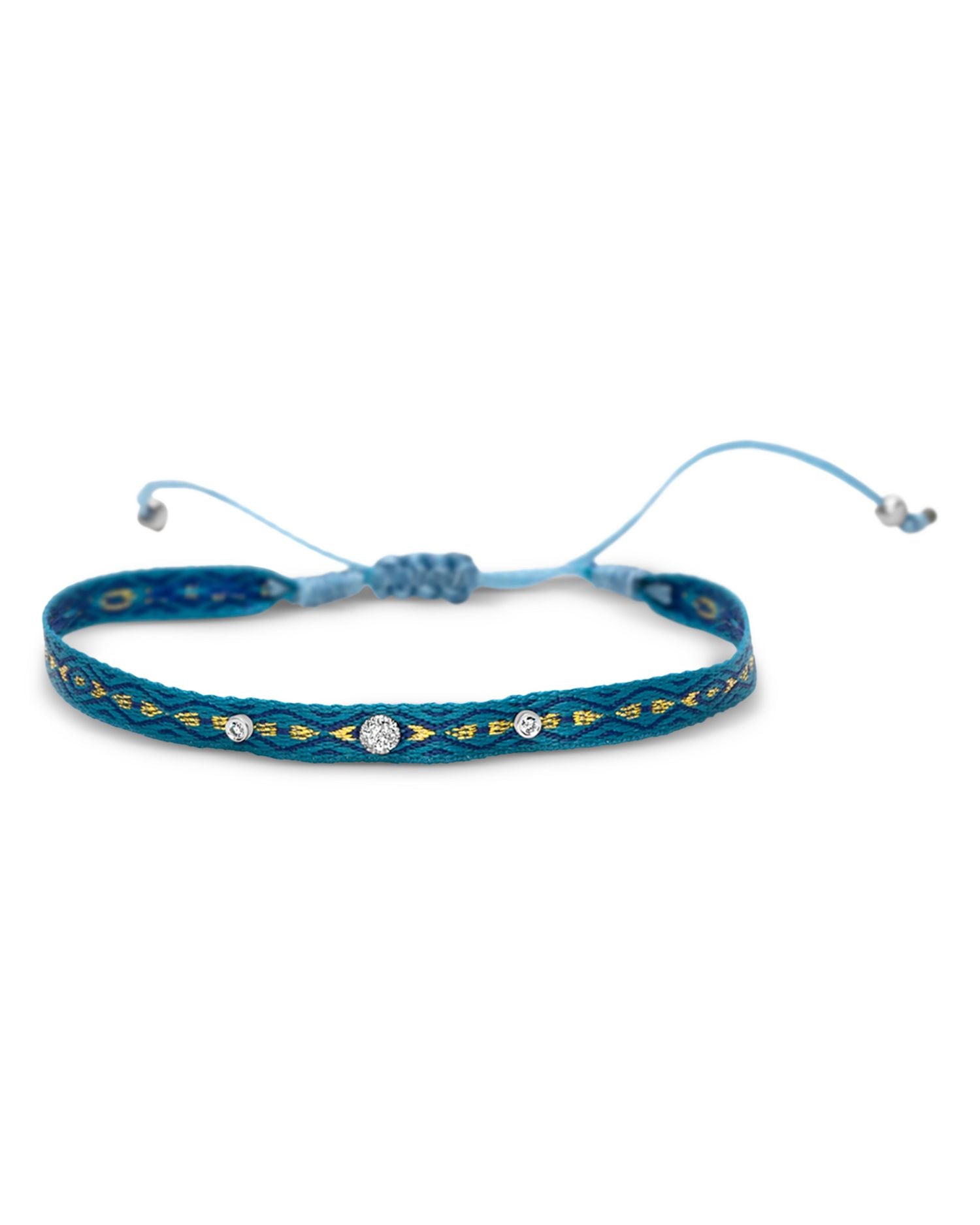 14K White Gold Diamond Disc Cord Bracelet