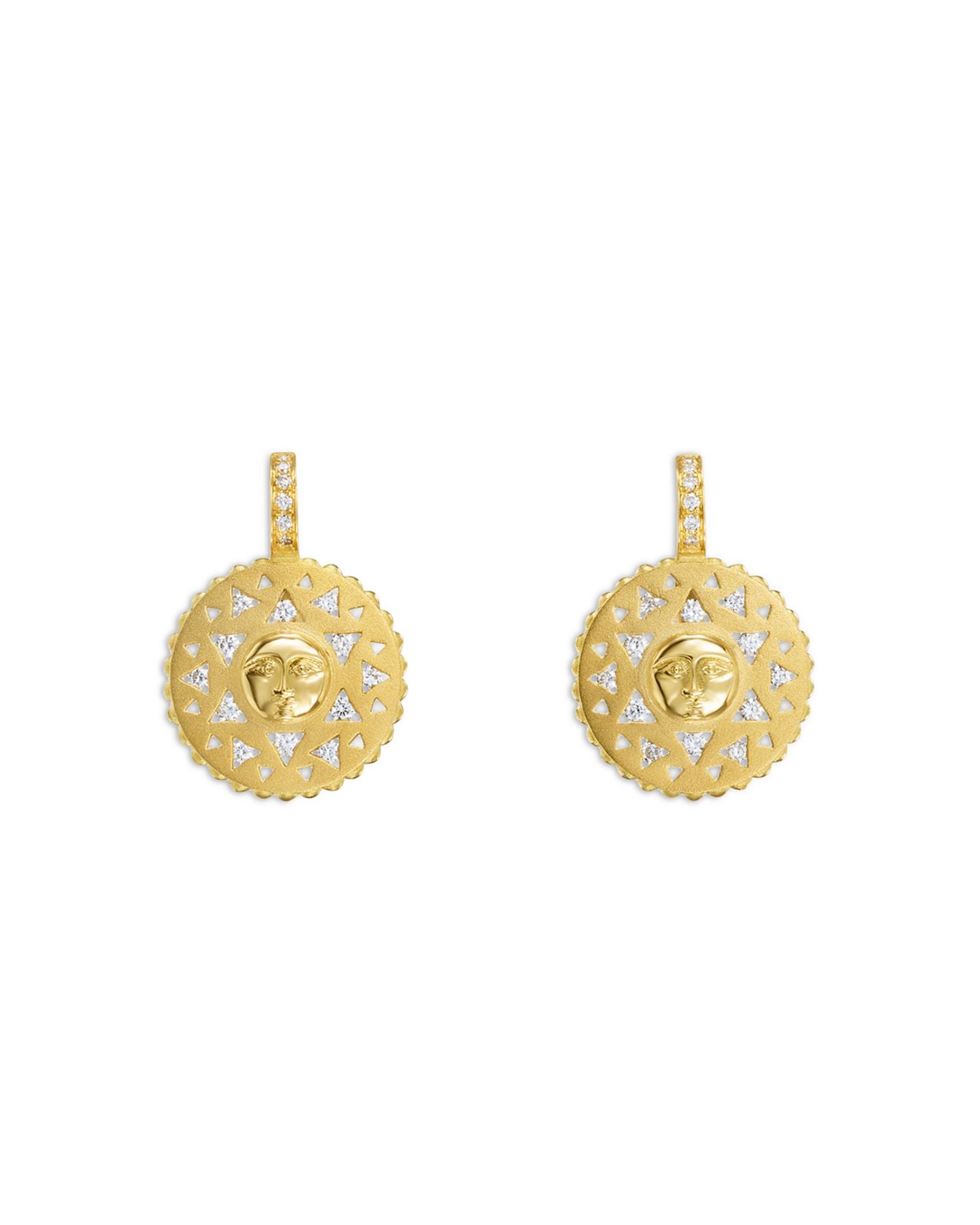 18K Yellow Gold Diamond Orbit Star Drop Earrings