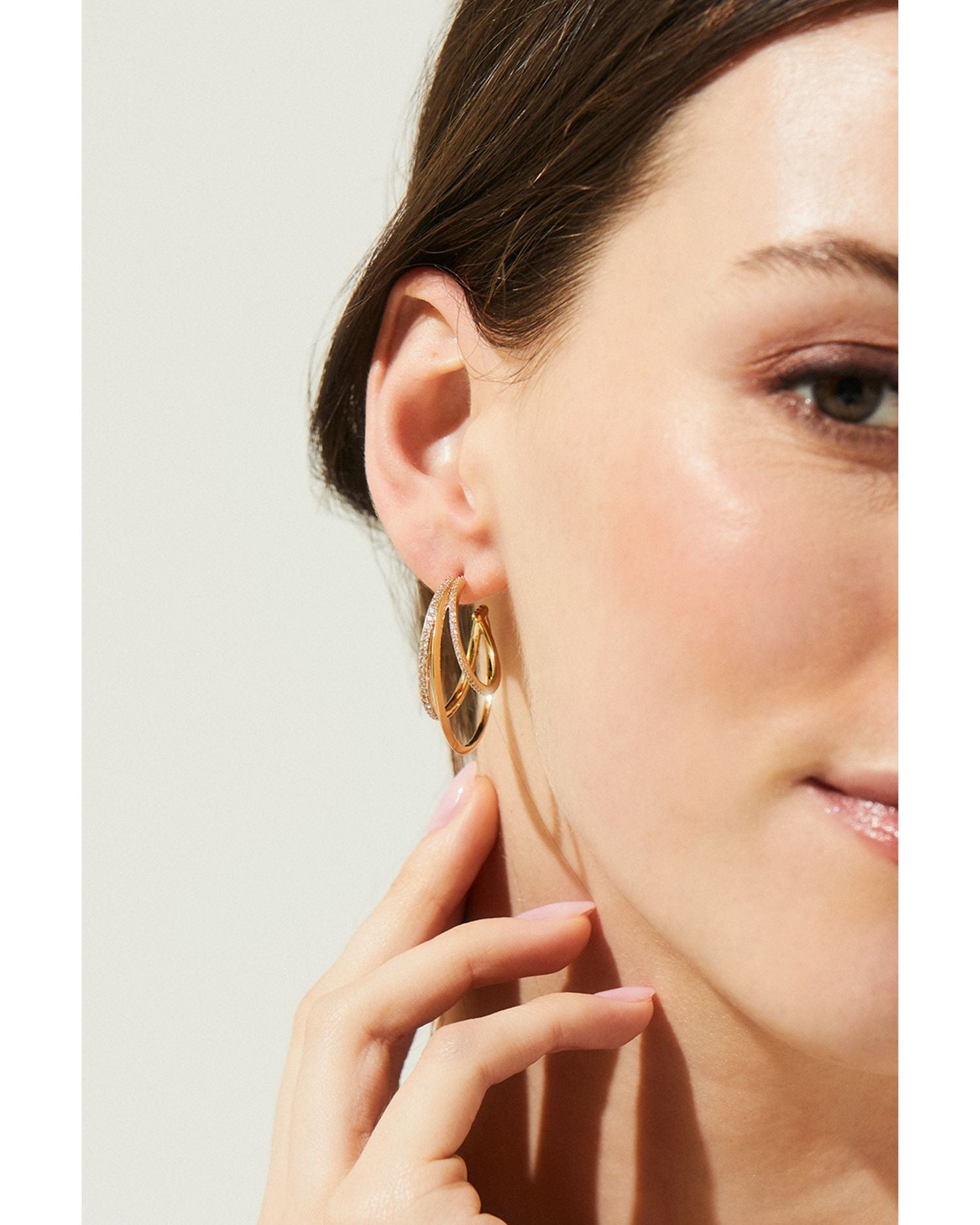 Disco Triple Illusion Hoop Earrings in 18K Gold Plated or Rhodium Plated