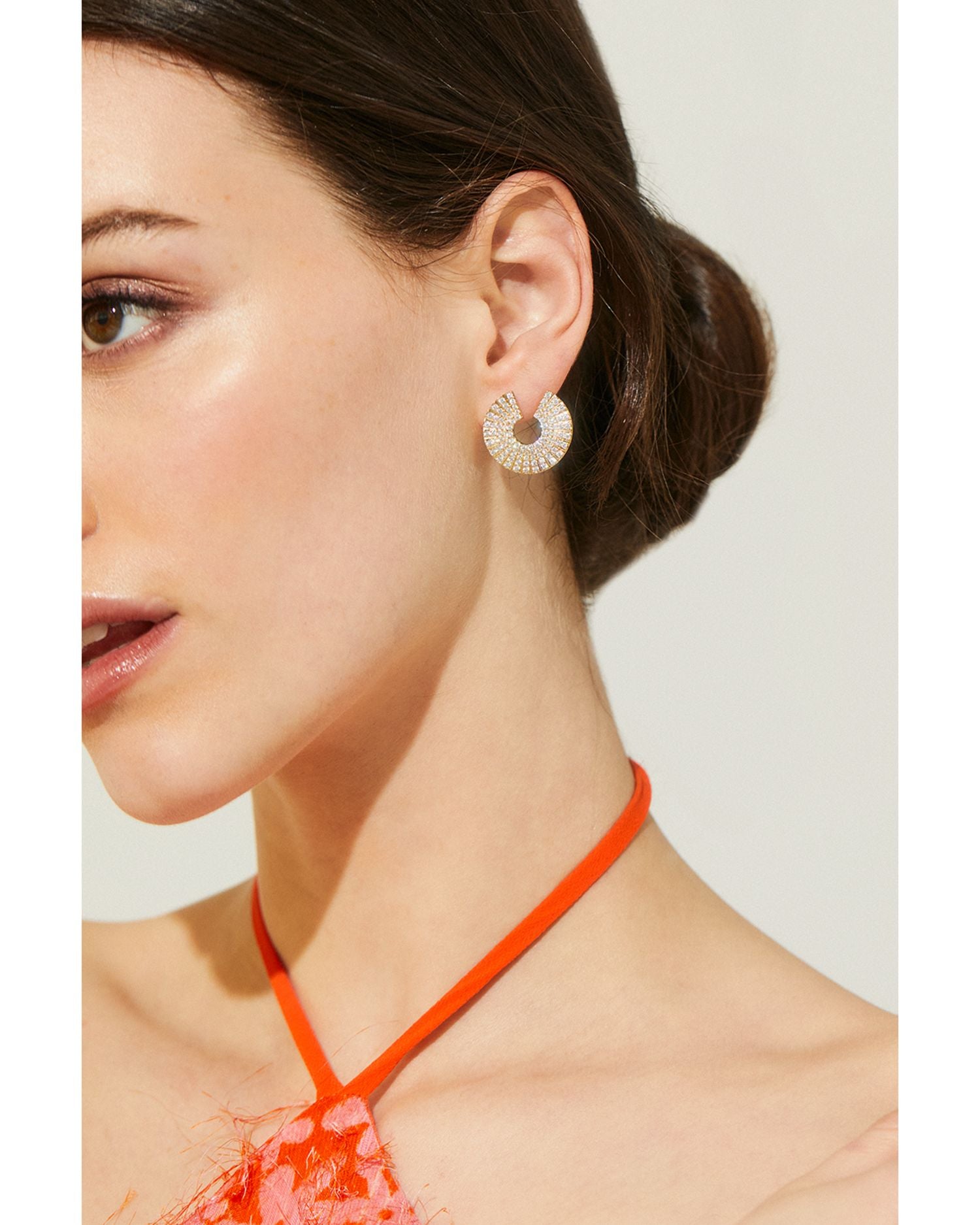 Disco Front to Back Hoop Earrings in 18K Gold Plated or Rhodium Plated