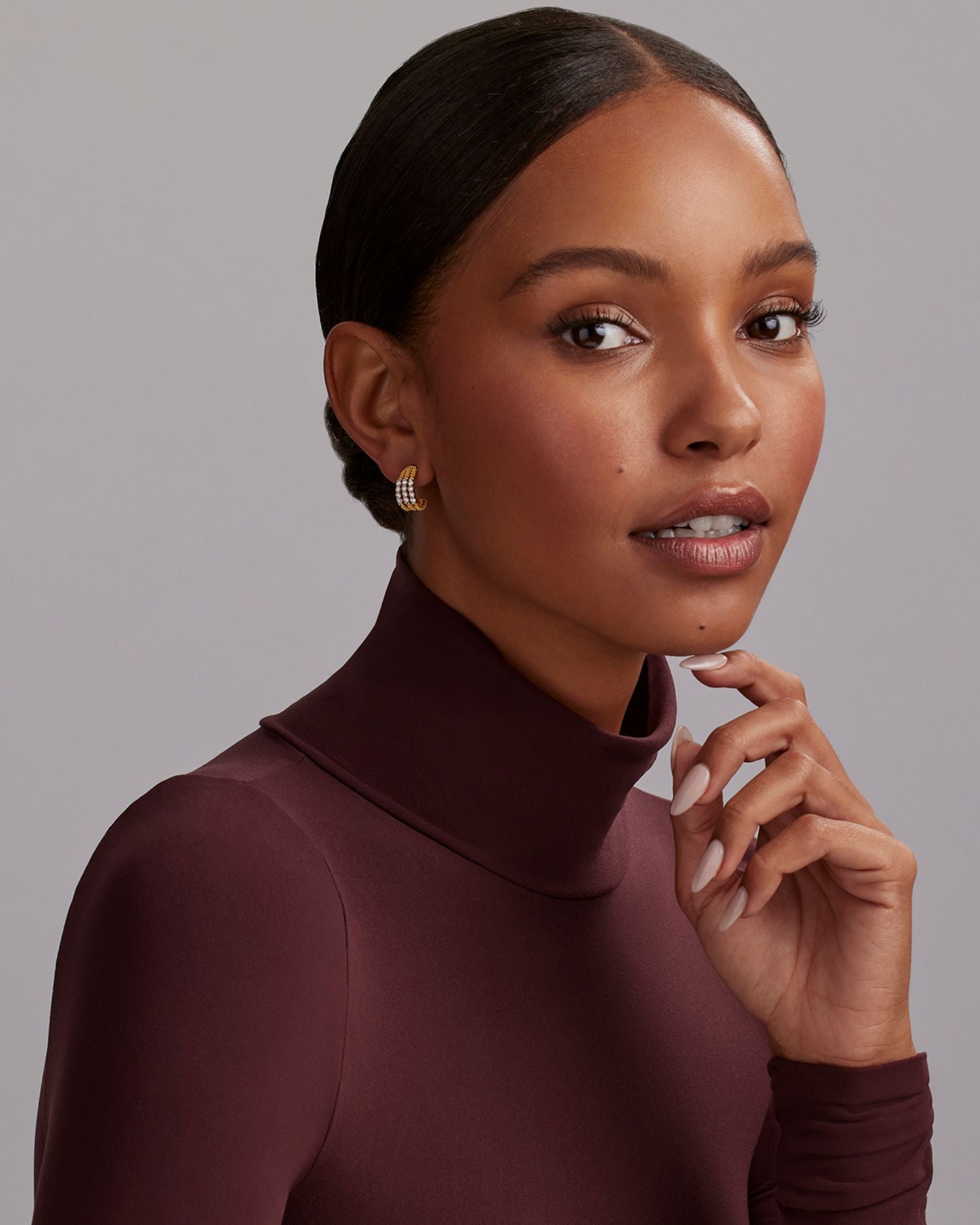 18K White & Yellow Gold Signature Caviar Diamond Triple Row Hoop Earrings