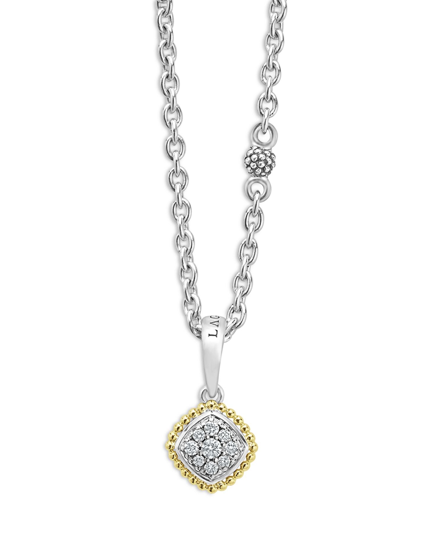 18K Yellow Gold & Sterling Silver Rittenhouse Diamond Cluster Pendant Necklace, 16-18'