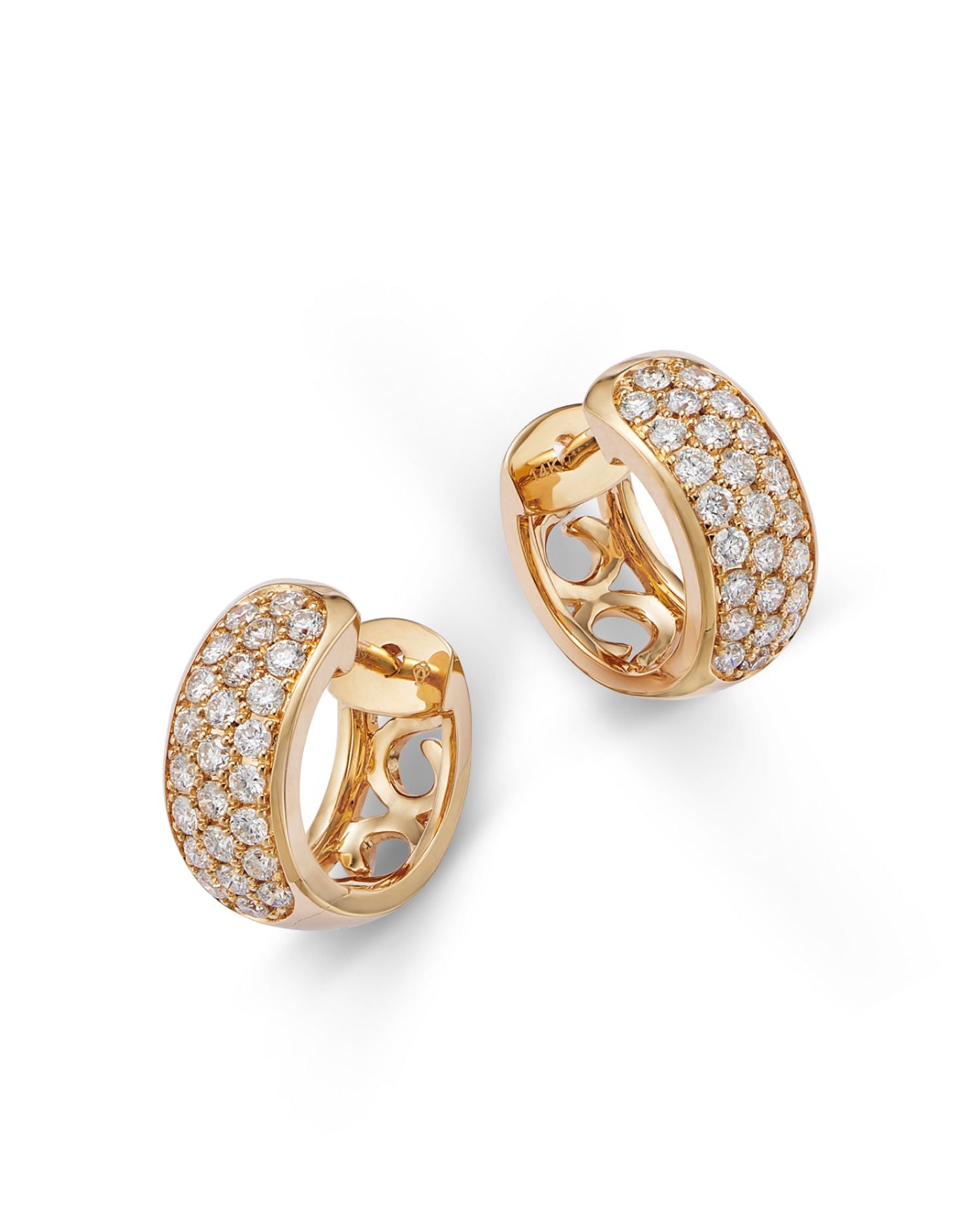 Diamond Pavé Huggie Hoop Earrings in 14K Yellow Gold, 0.45 ct. t.w.
