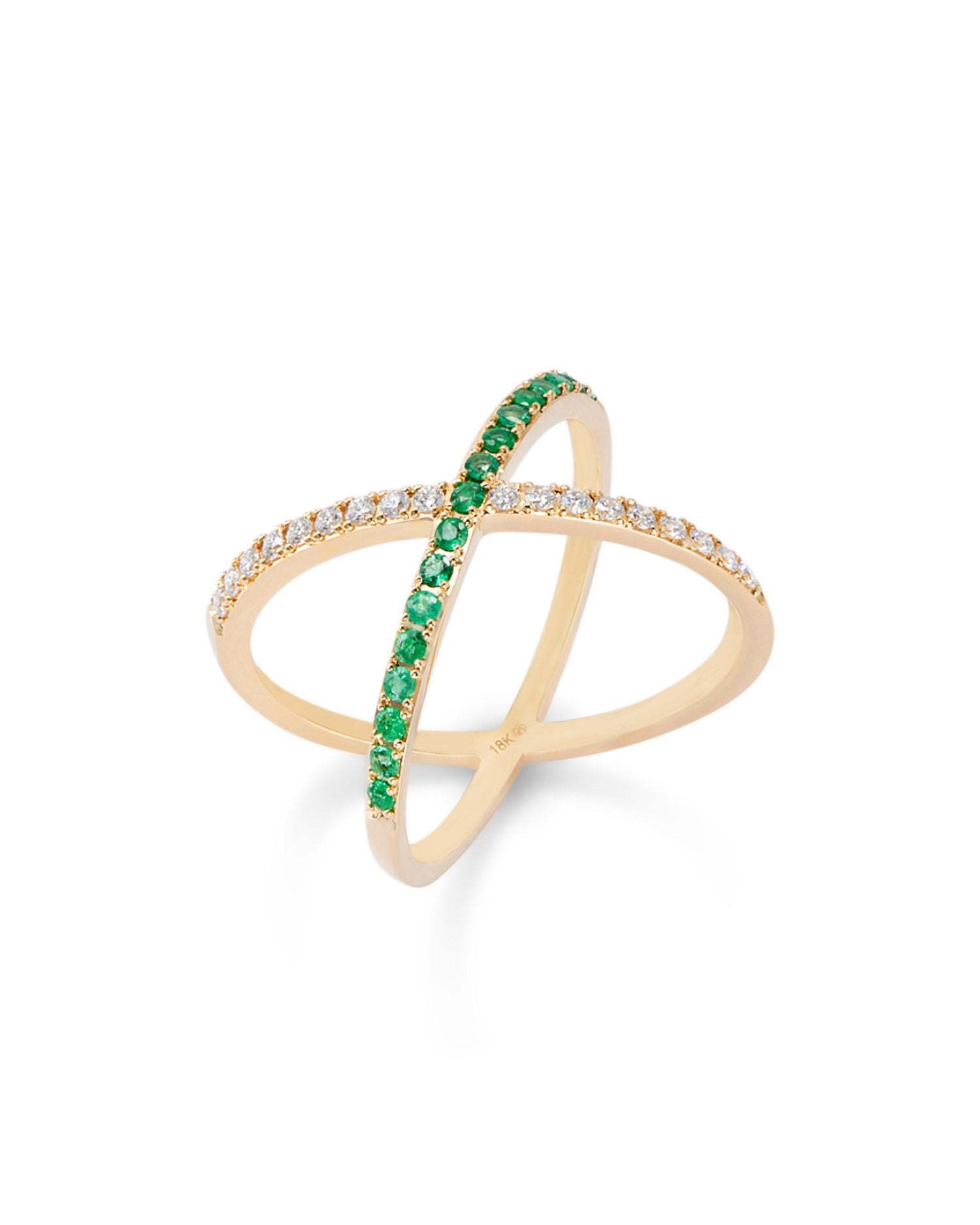 Bloomingdale's Emerald & Diamond X Ring in 14K Yellow Gold