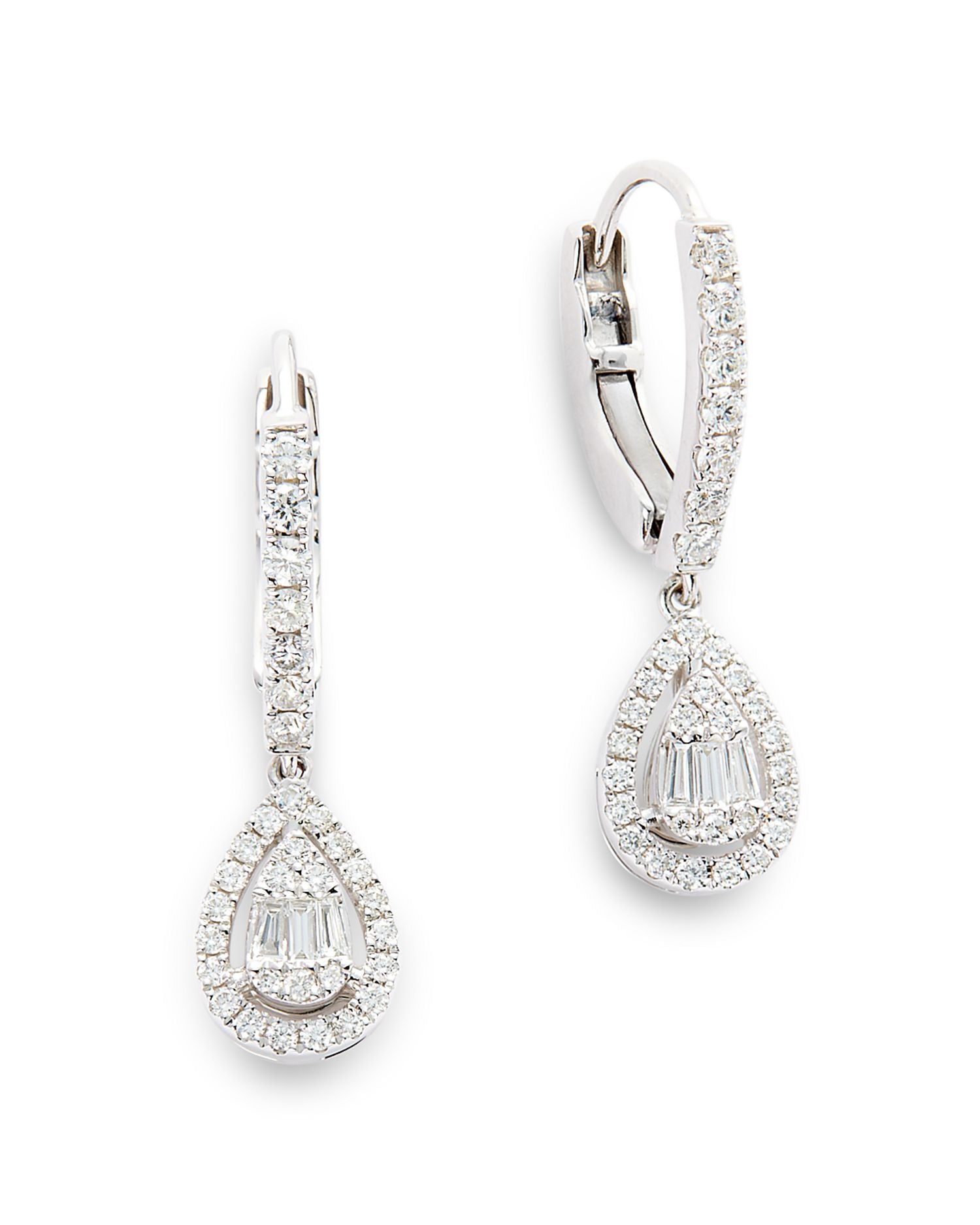 Diamond Drop Earrings in 14K White Gold, 0.60 ct. t.w.