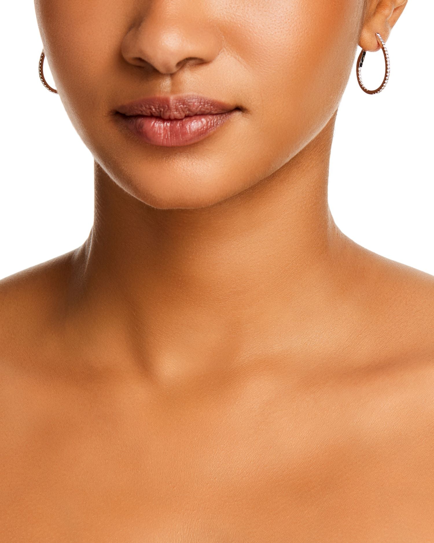 Diamond Inside Out Oval Hoop Earrings in 14K White Gold, 0.75 ct. t.w.