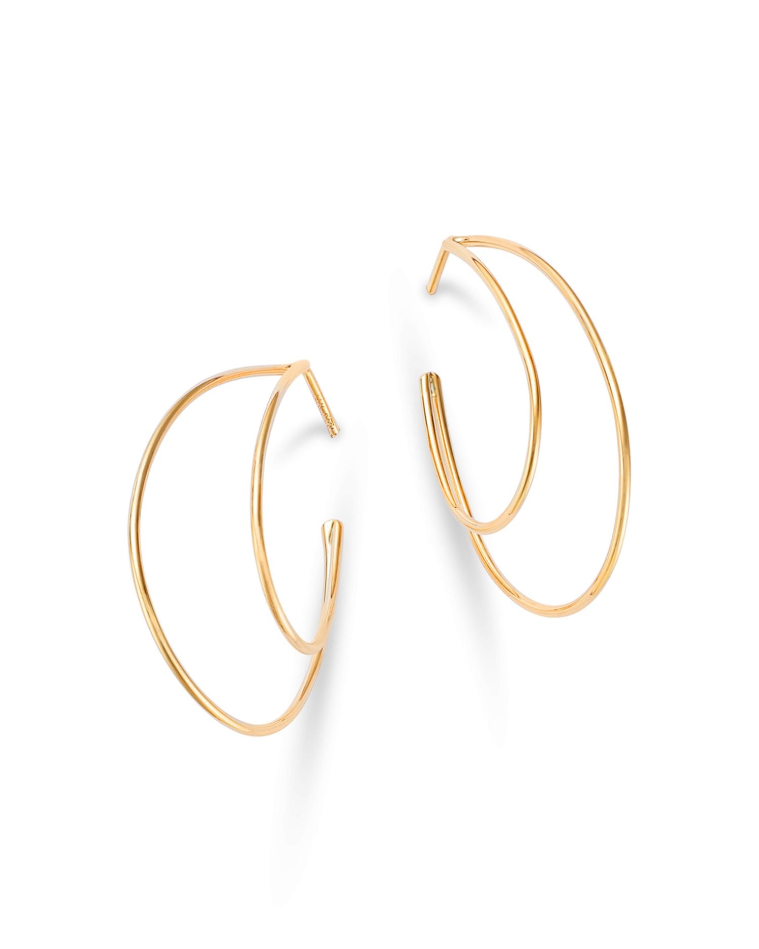 14K Yellow Gold Double Wire Hoop Earrings