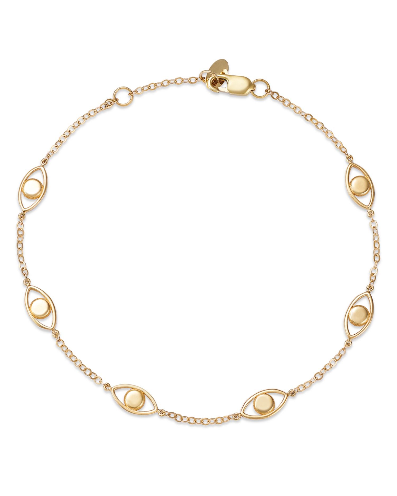 14K Yellow Gold Evil Eye Link Bracelet