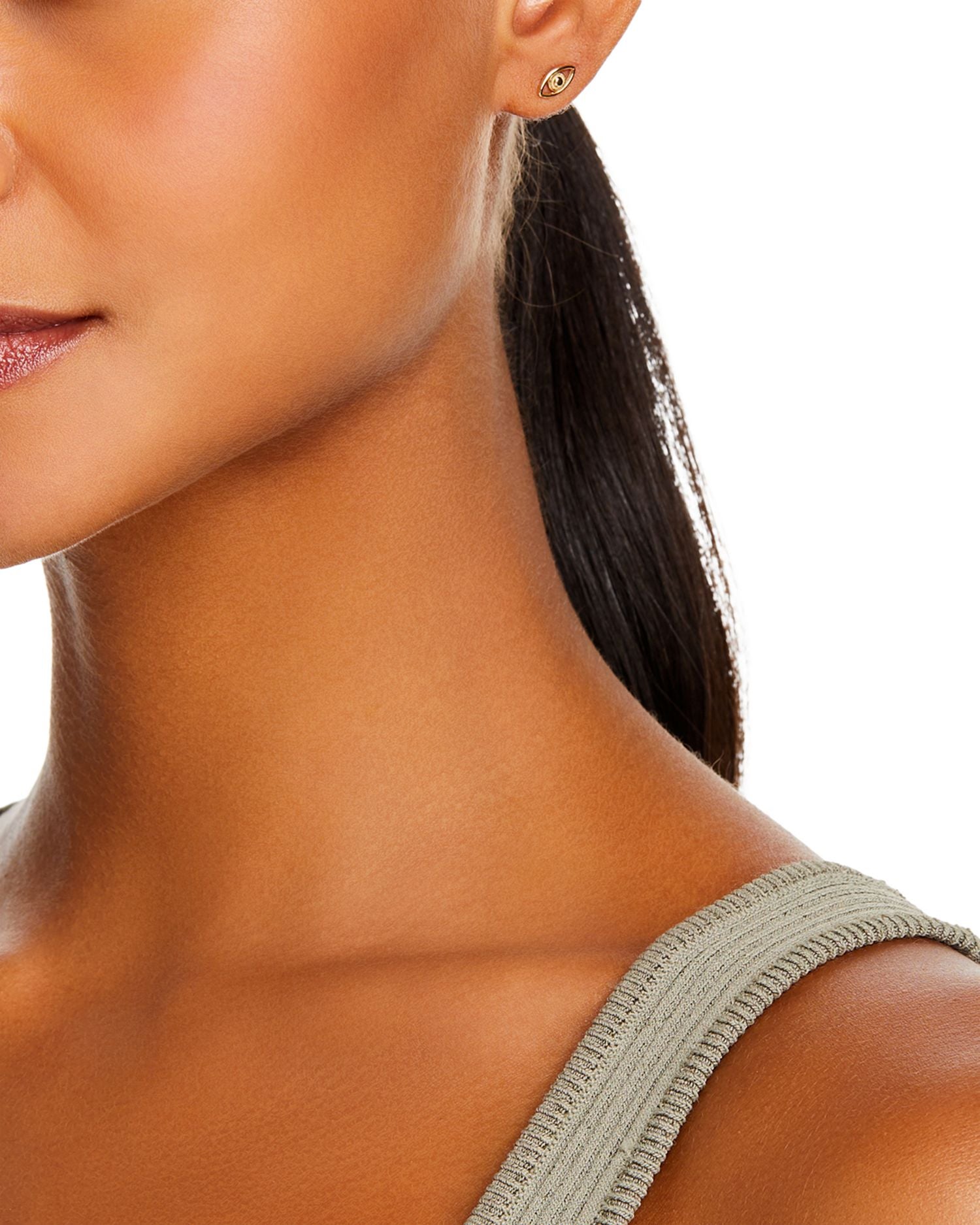 14K Yellow Gold Evil Eye Single Stud Earring