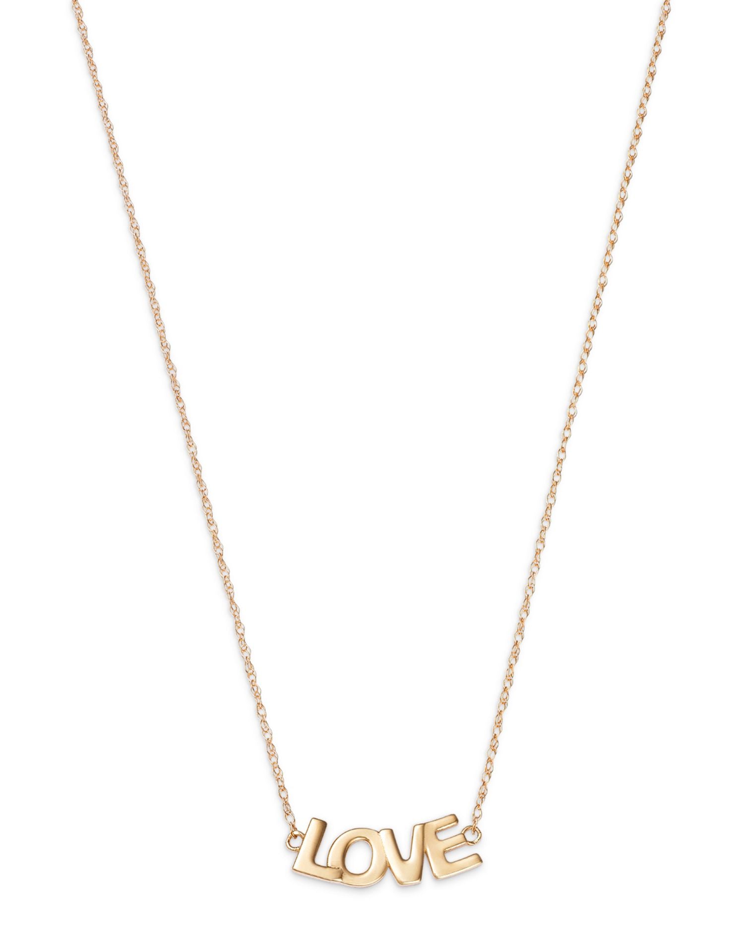 14K Yellow Gold LOVE Pendant Necklace, 16'