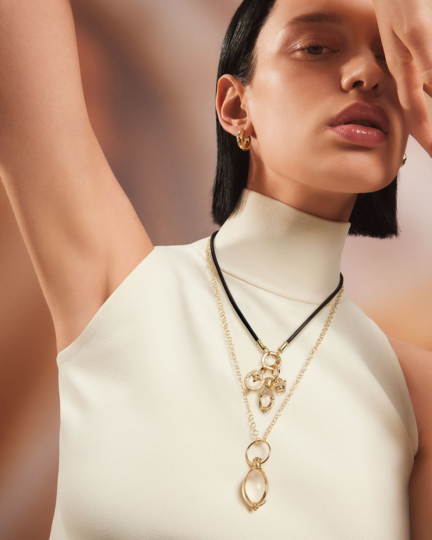 18K Yellow Gold Cosmos Diamond Hoop Earrings