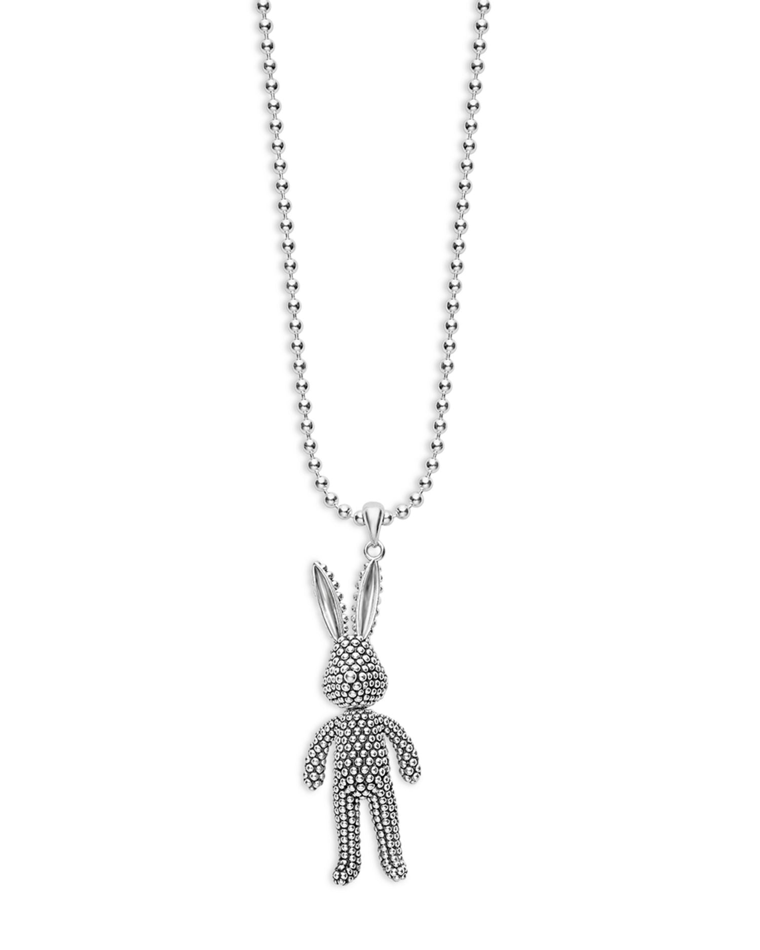 Sterling Silver Rare Wonders Karat Rabbit Pendant Necklace, 34'