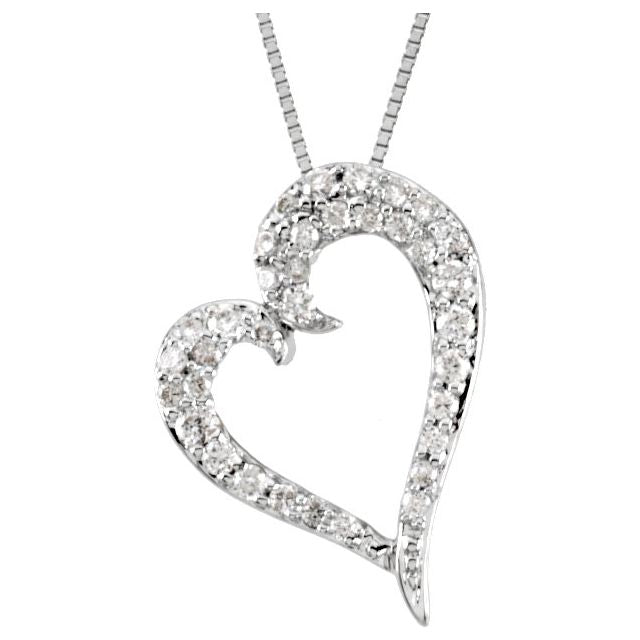 1.4Ct Heart-Cut Natural Diamond Necklace in 14K White Gold