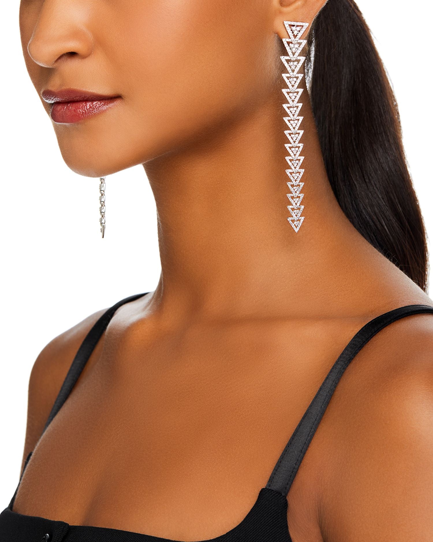 Diamond Triangle Drop Earrings in 14K White Gold, 4.0 ct. t.w.