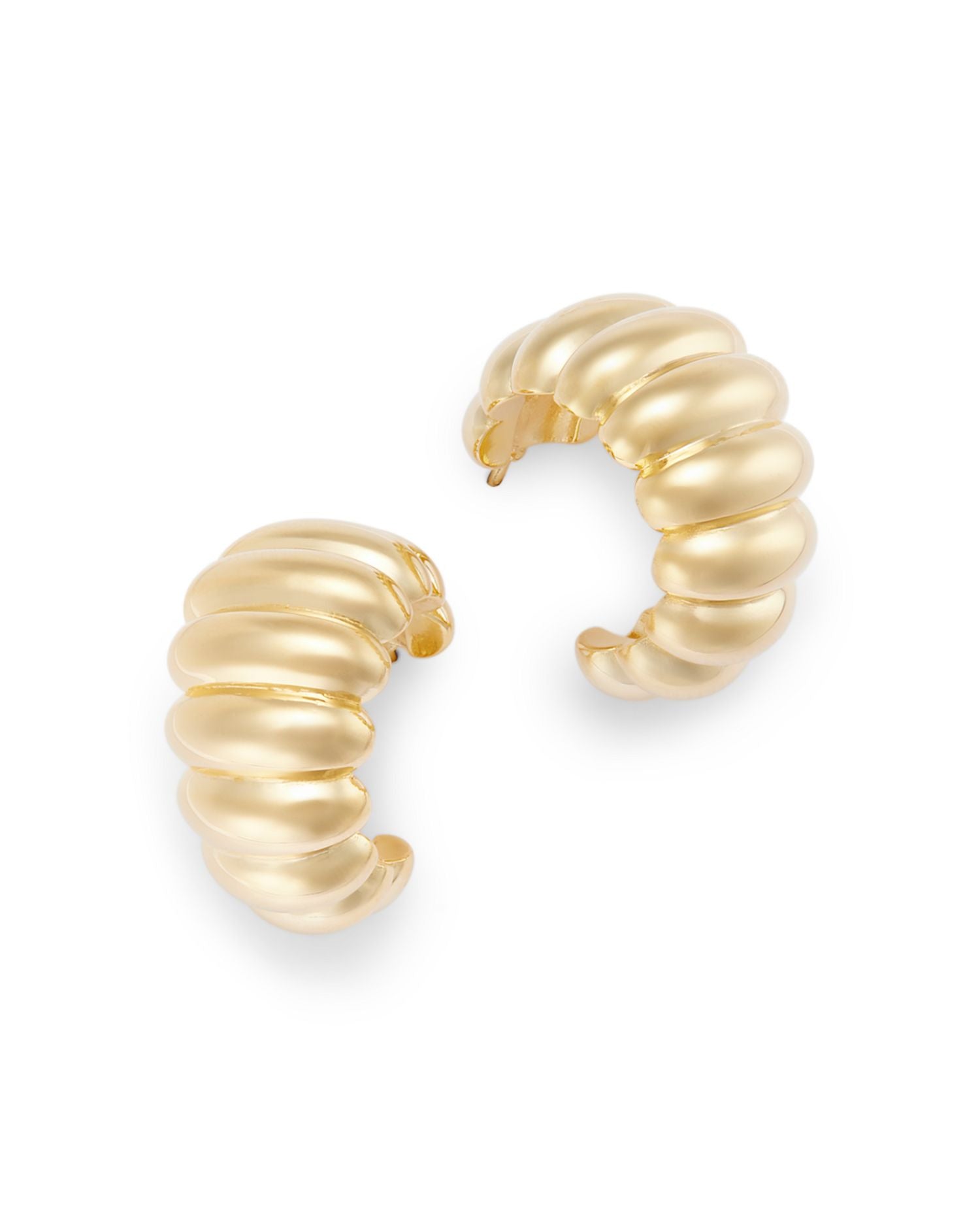 Shrimp Look Huggie Hoop Earrings in 14K Yellow Gold