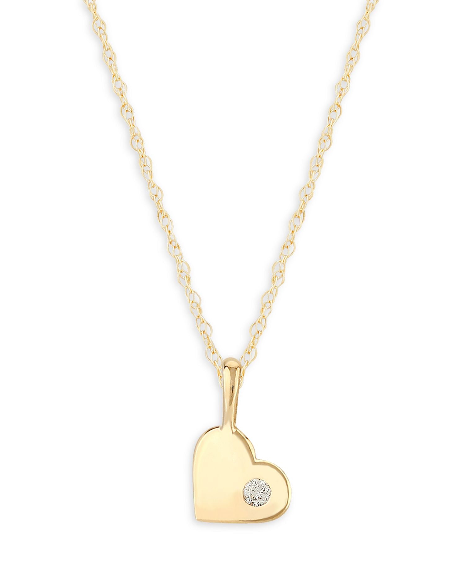 Children's Diamond Heart Pendant Necklace in 14K Yellow Gold, 14'