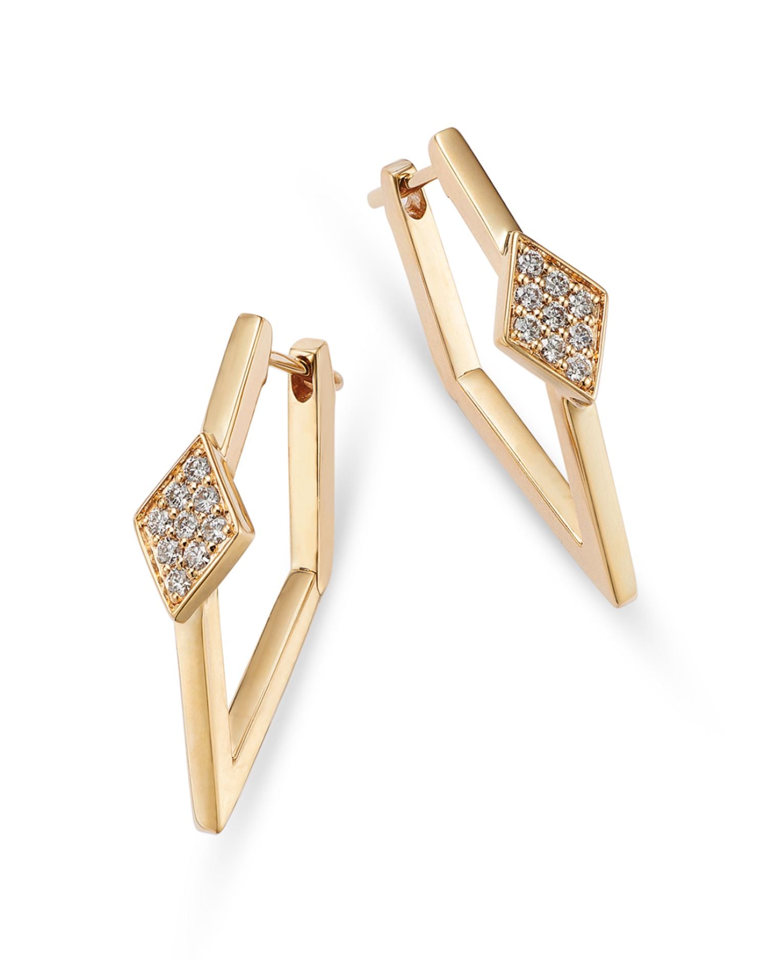 Diamond Geometric Hoop Earrings in 14K Yellow Gold, 0.25 ct. t.w.
