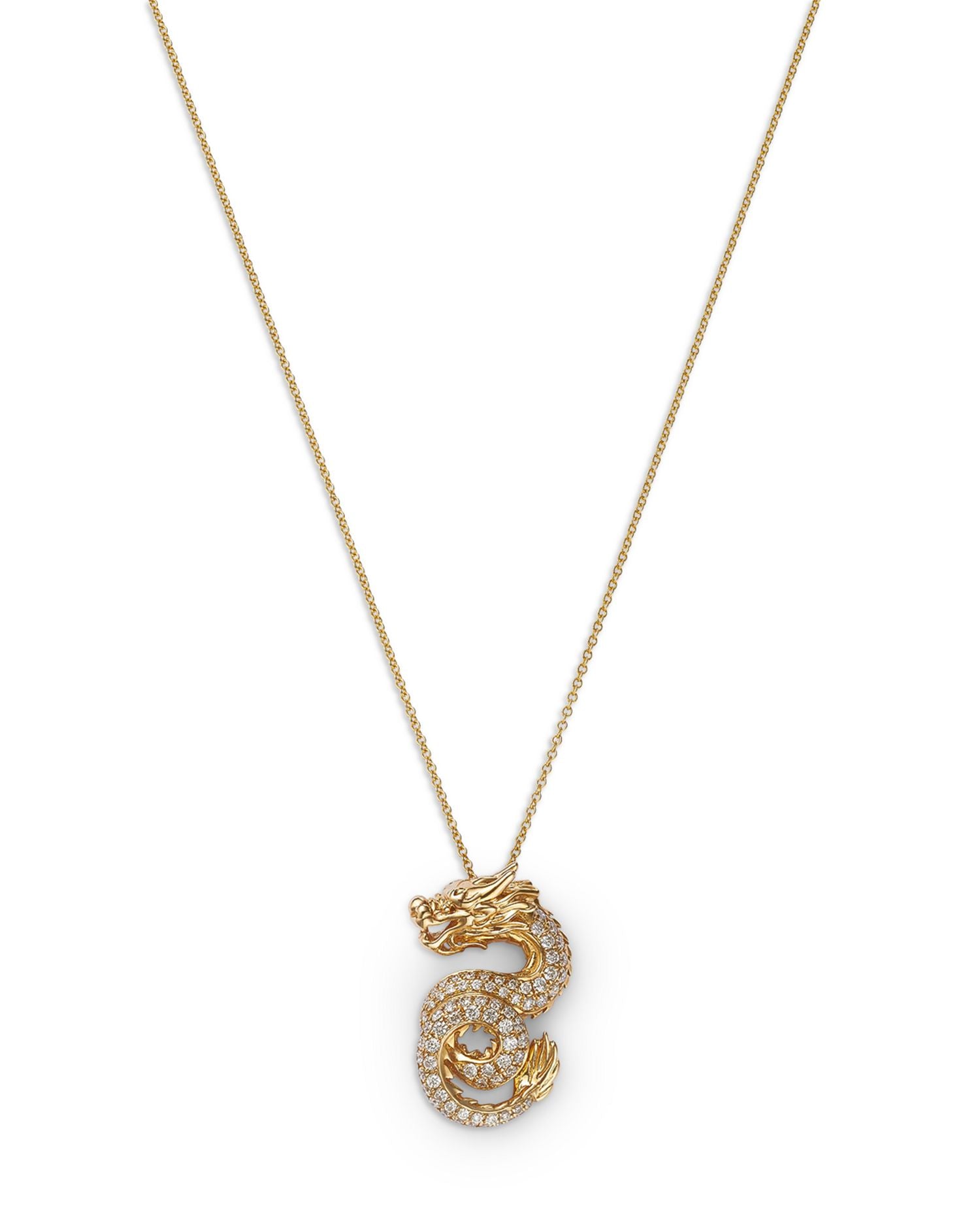 Diamond Dragon Pendant Necklace in 14K Yellow Gold, 0.40 ct. t.w.