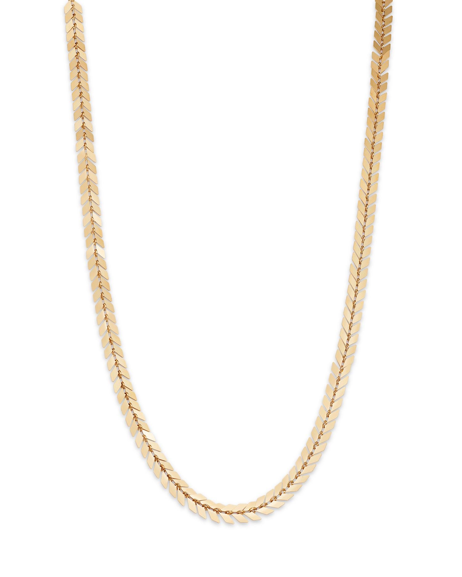 Chevron Link Chain Necklace in 14K Yellow Gold, 16-18'