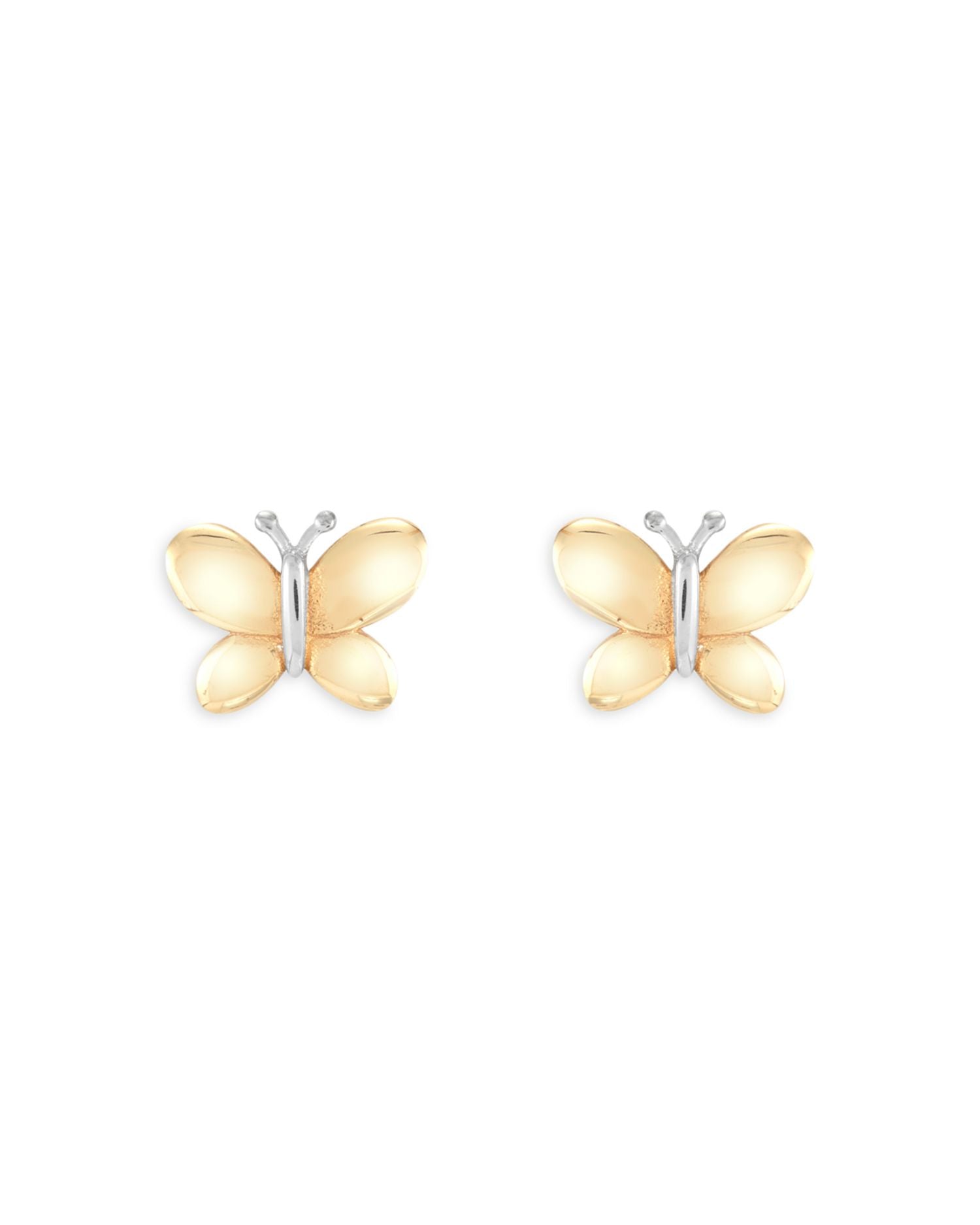 14K Yellow Gold Butterfly Stud Earrings