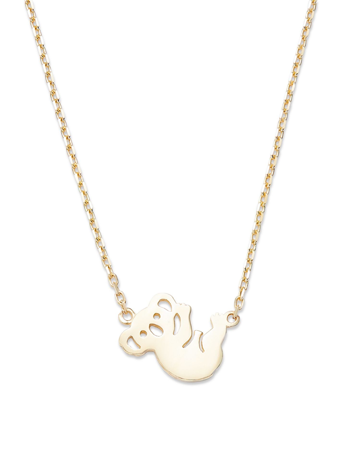 14K Yellow Gold Koala Bear Pendant Necklace, 17'