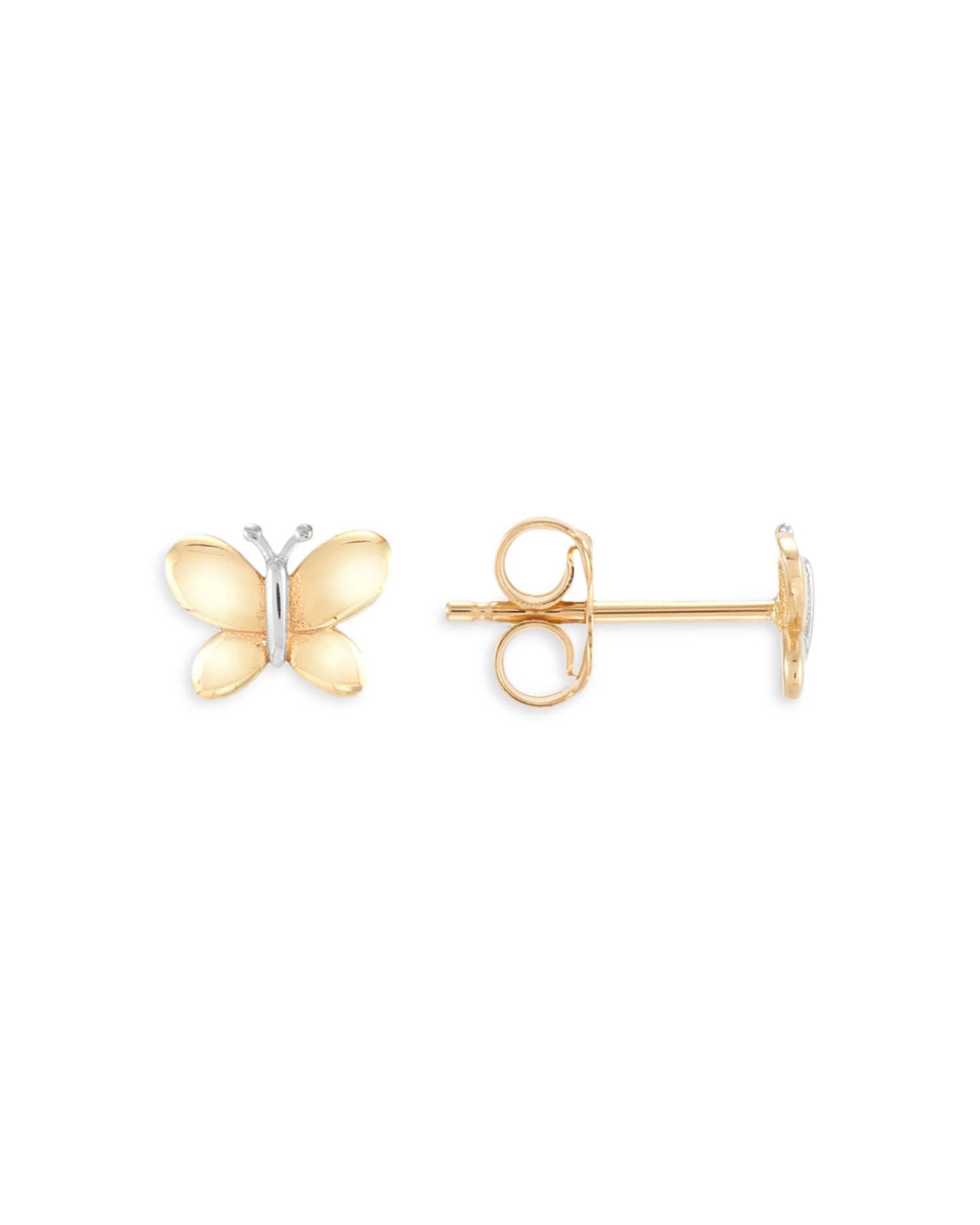 14K Yellow Gold Butterfly Stud Earrings