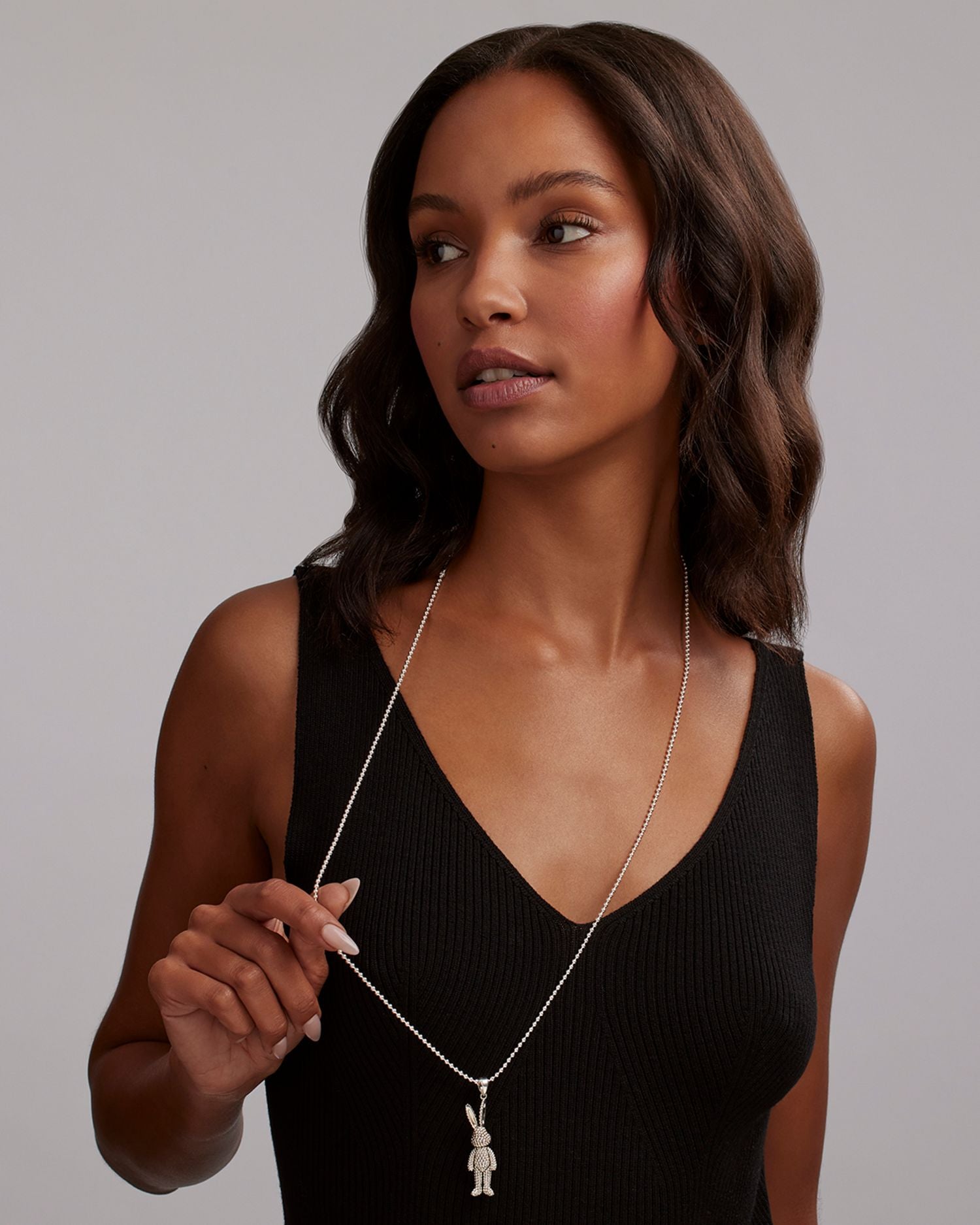 Sterling Silver Rare Wonders Karat Rabbit Pendant Necklace, 34'