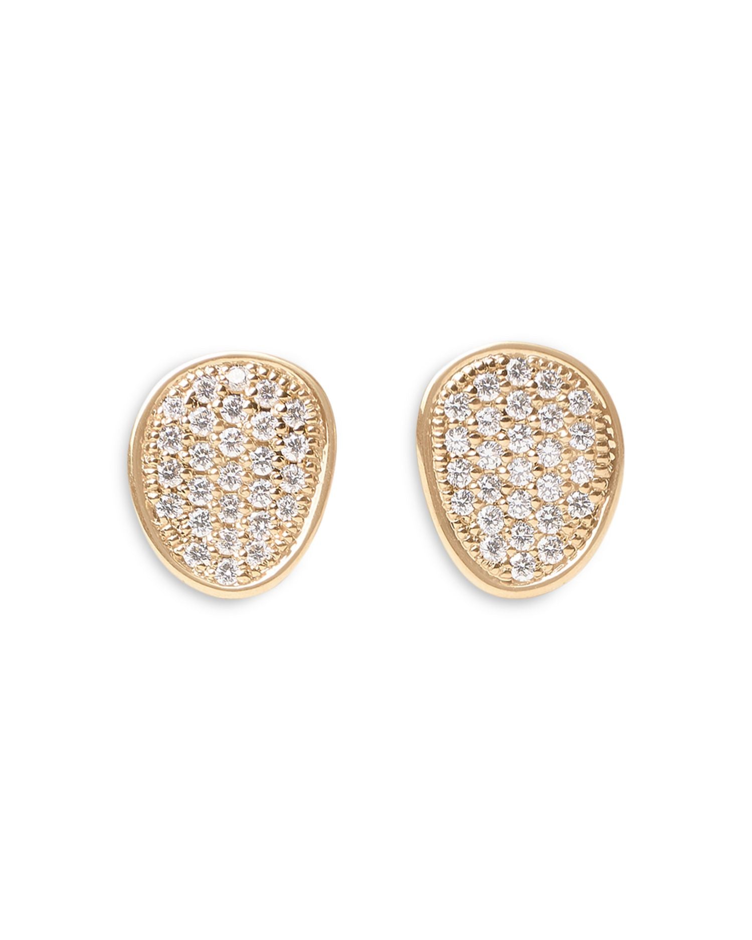 18K Yellow Gold Lunaria Alta Diamond Pavé Stud Earrings
