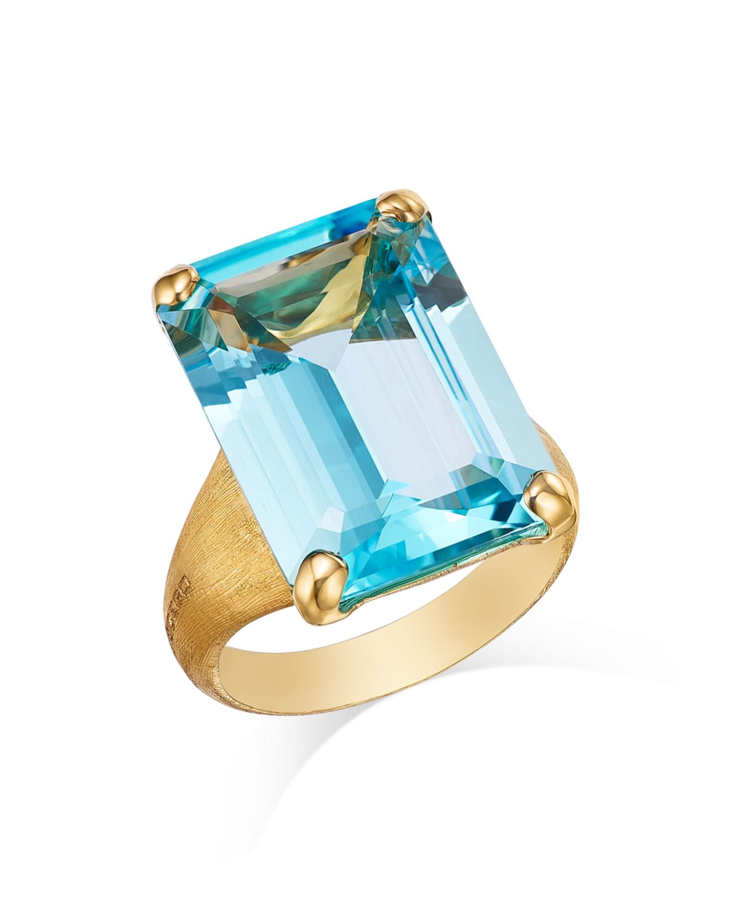18K Yellow Gold Unico Blue Topaz Statement Ring