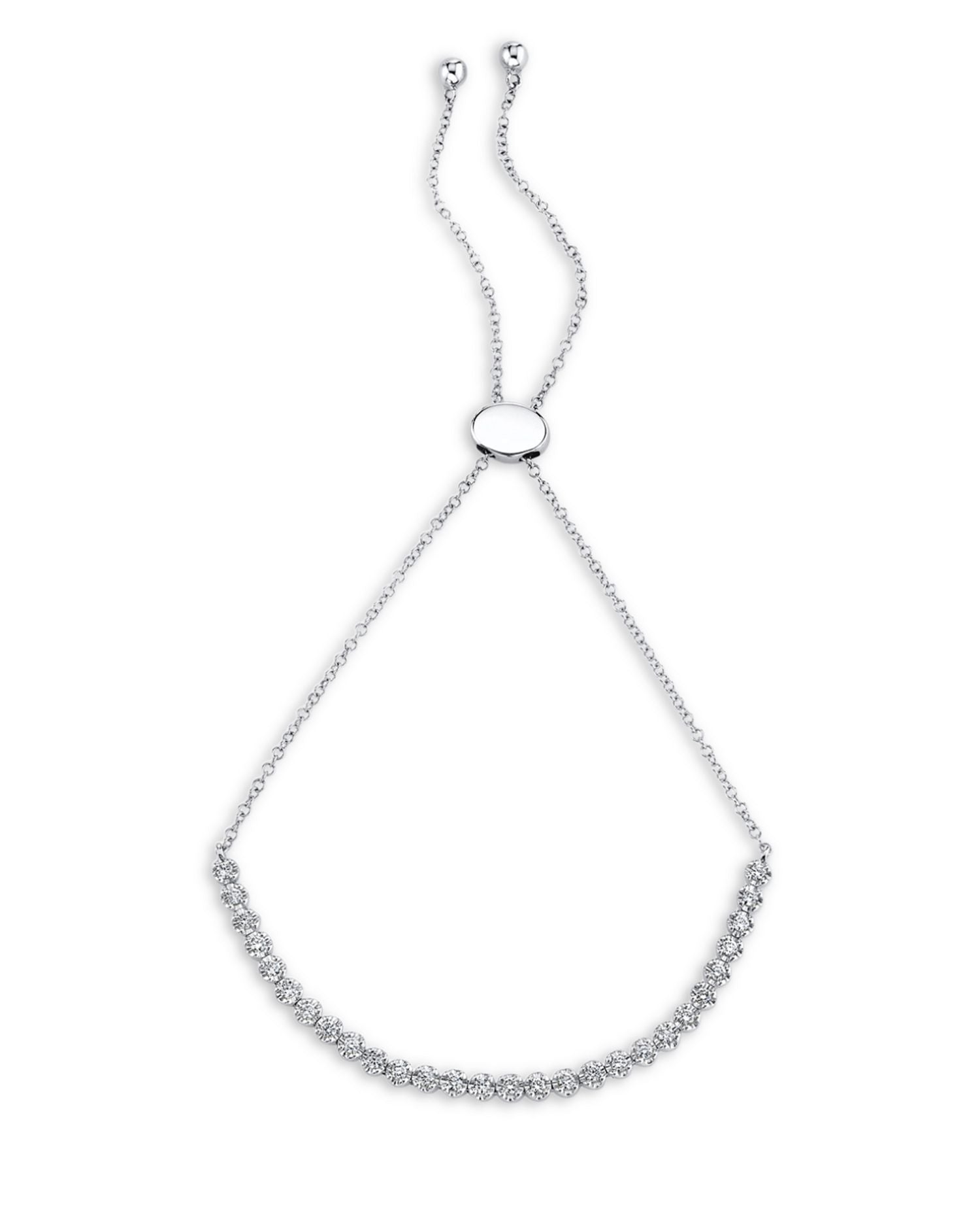 14K White Gold Diamond Bolo Bracelet