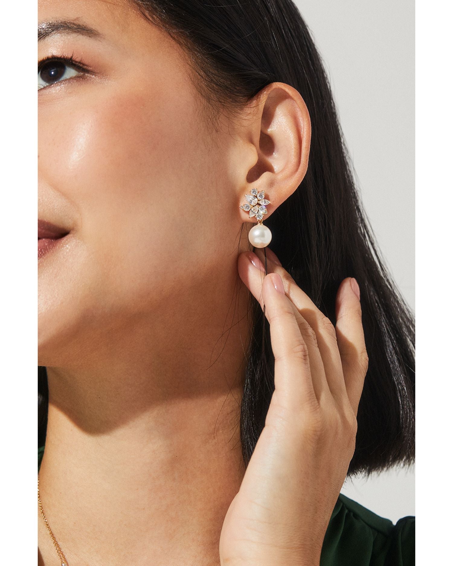 Chiara Stone Cluster & Imitation Pearl Drop Earrings