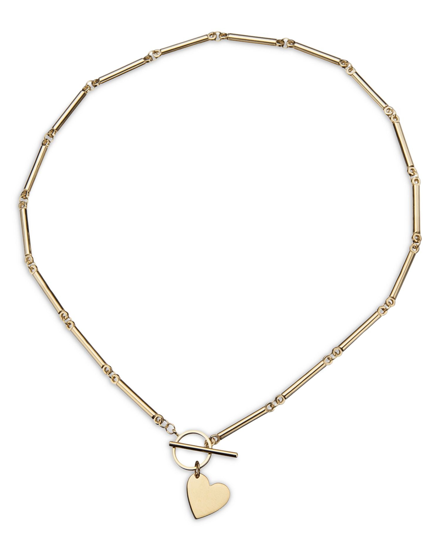 Melody Heart Pendant Bar Necklace in 18K Gold Plated Sterling Silver, 14'