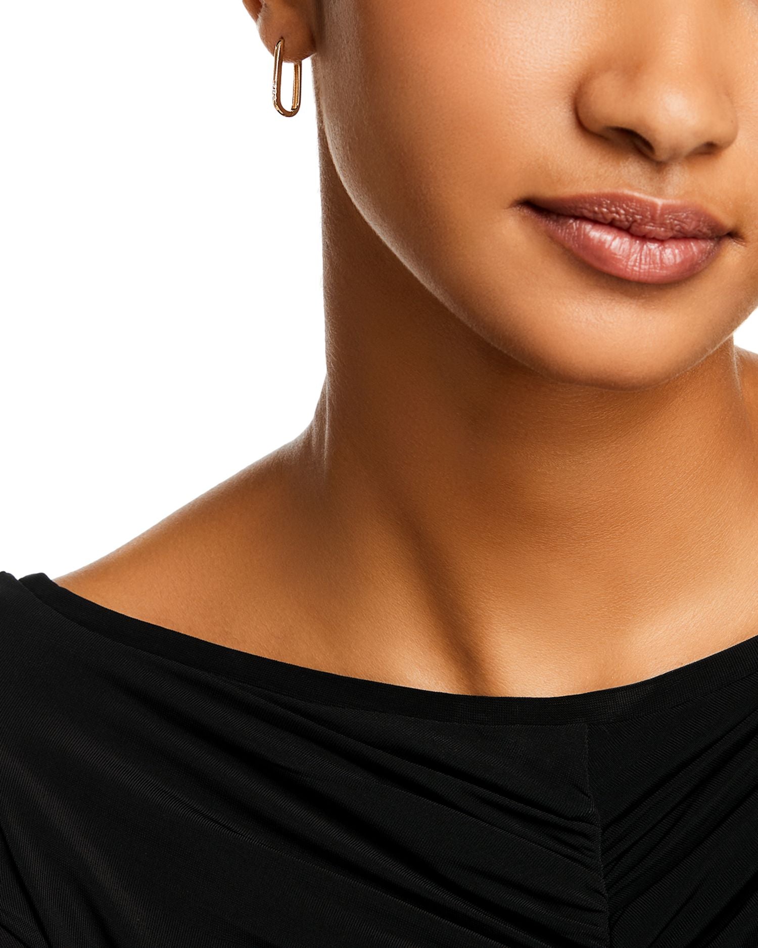 14K Yellow Gold Pavé & Bead Diamond Oval Huggie Hoop Earrings