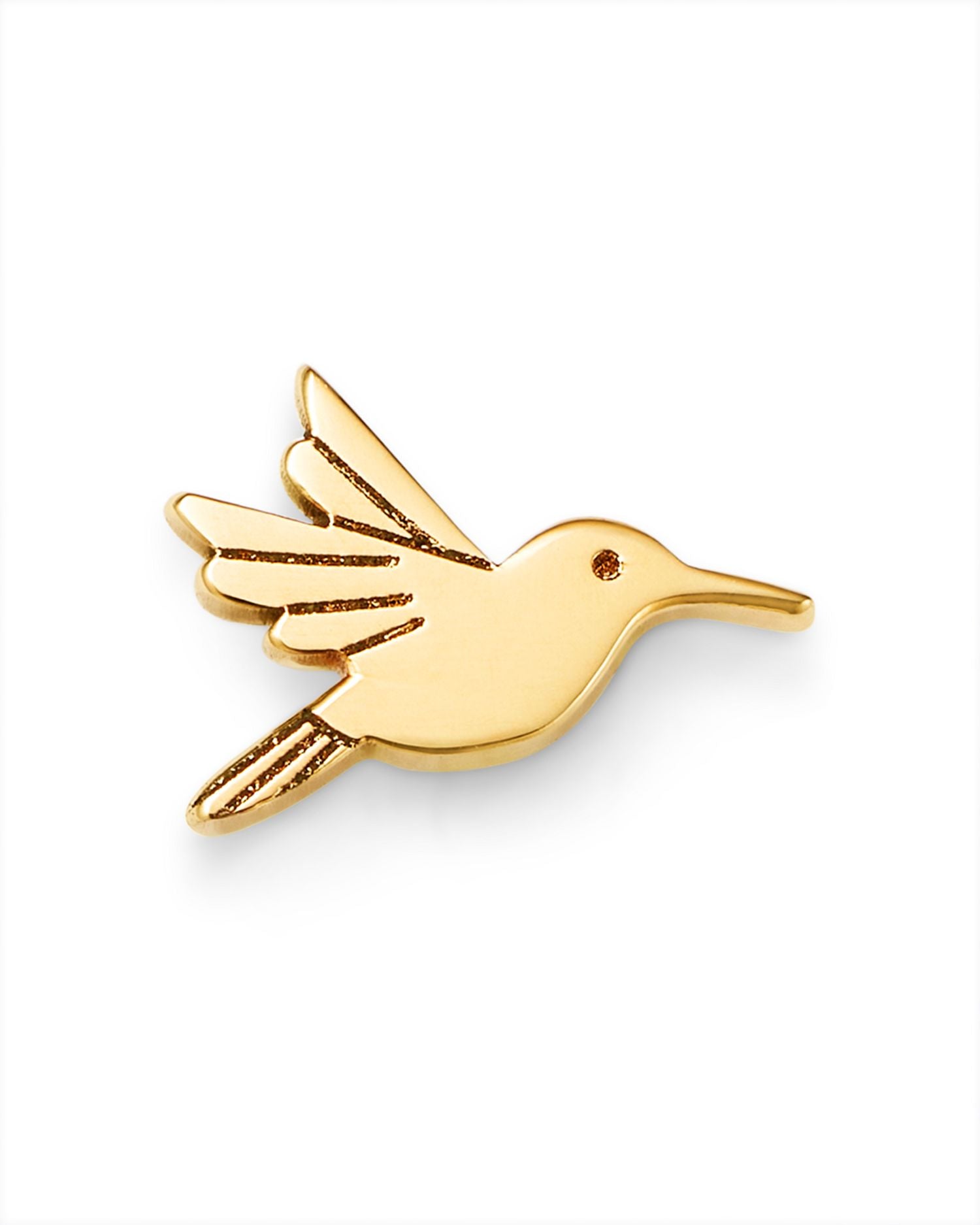 14K Yellow Gold Itty Bitty Symbols Hummingbird Single Stud Earring