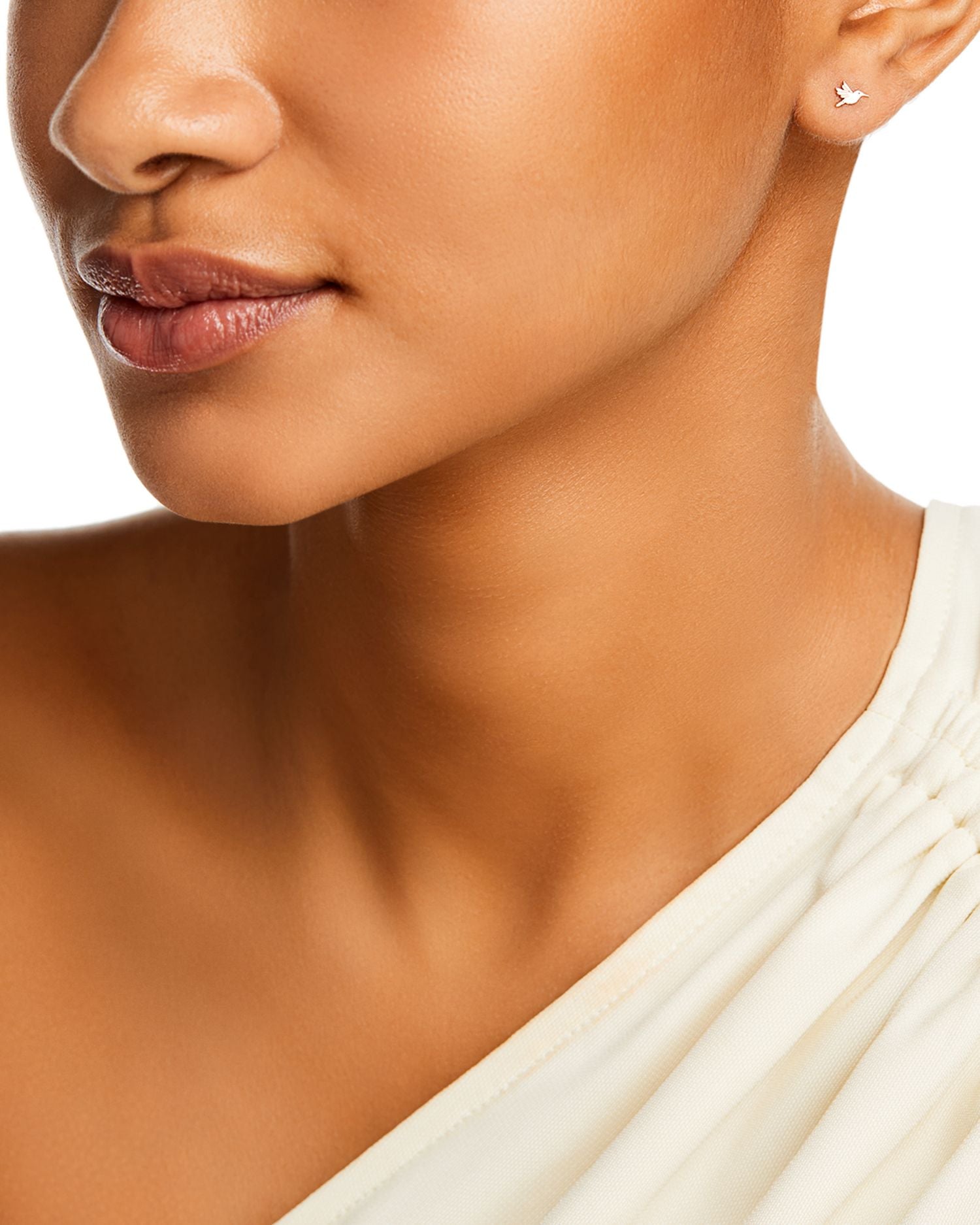 14K Yellow Gold Itty Bitty Symbols Hummingbird Single Stud Earring