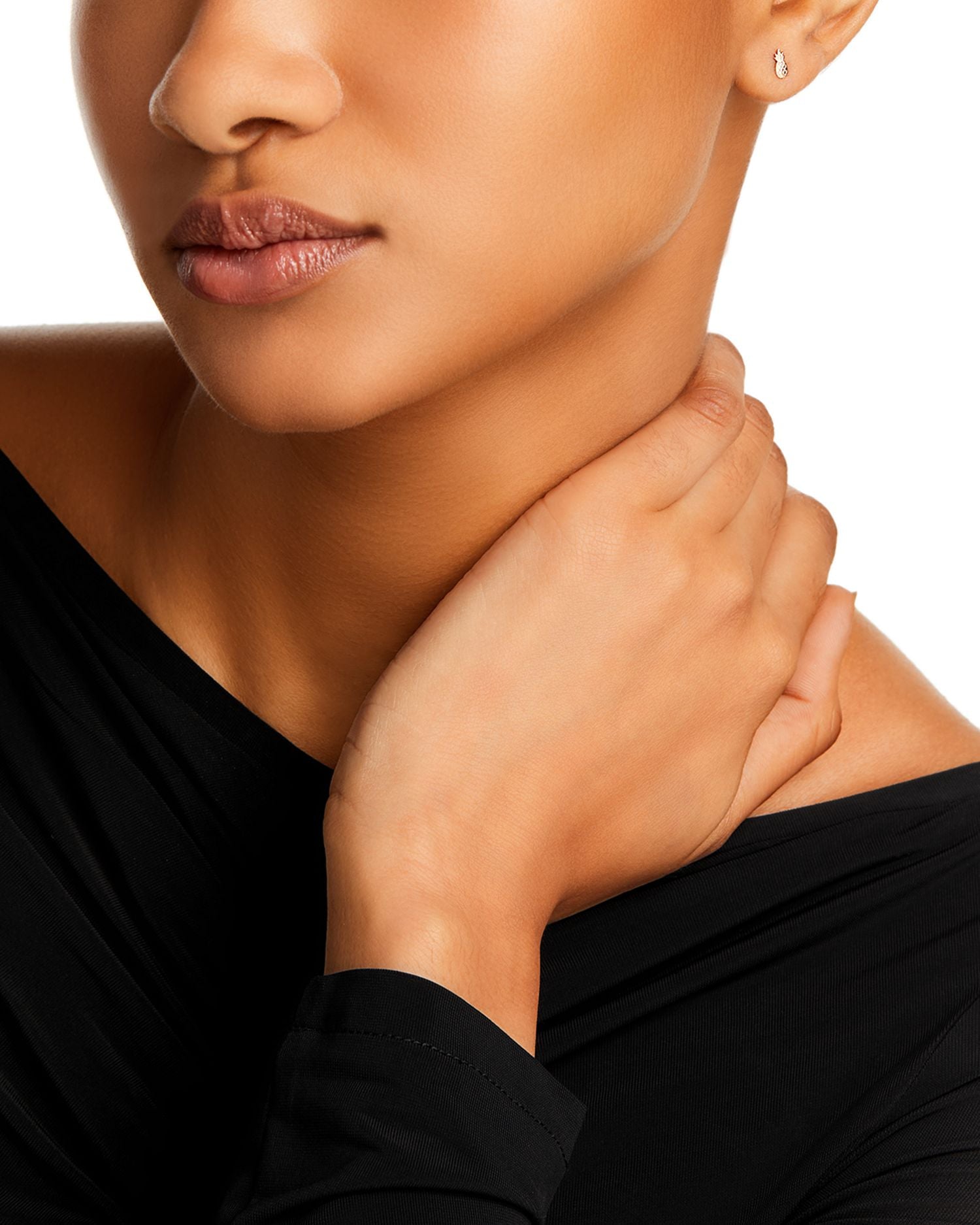 14K Yellow Gold Itty Bitty Symbols Pineapple Single Stud Earring