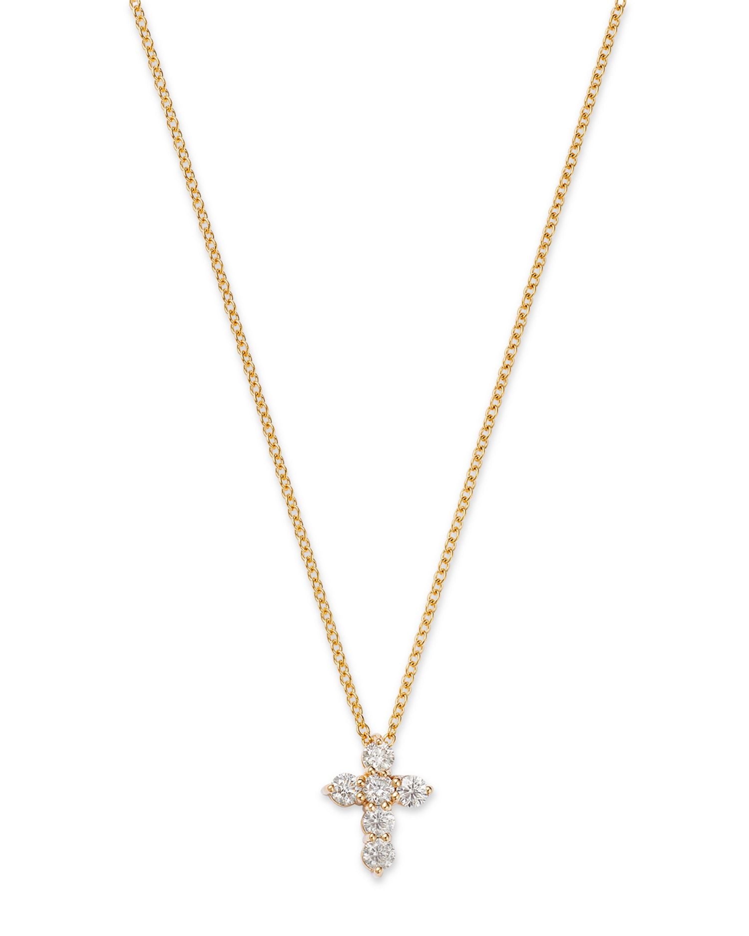 Diamond Cross Pendant Necklace in 14K Yellow Gold, 0.30 ct. t.w.