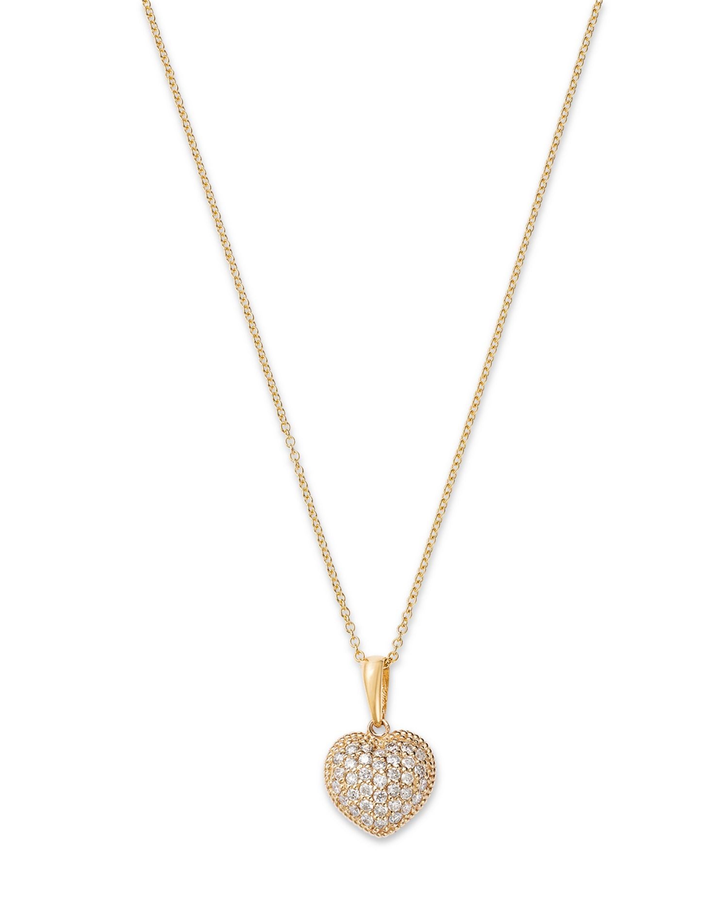 Diamond Pavé Heart Pendant Necklace in 14K Yellow Gold, 0.40 ct. t.w.