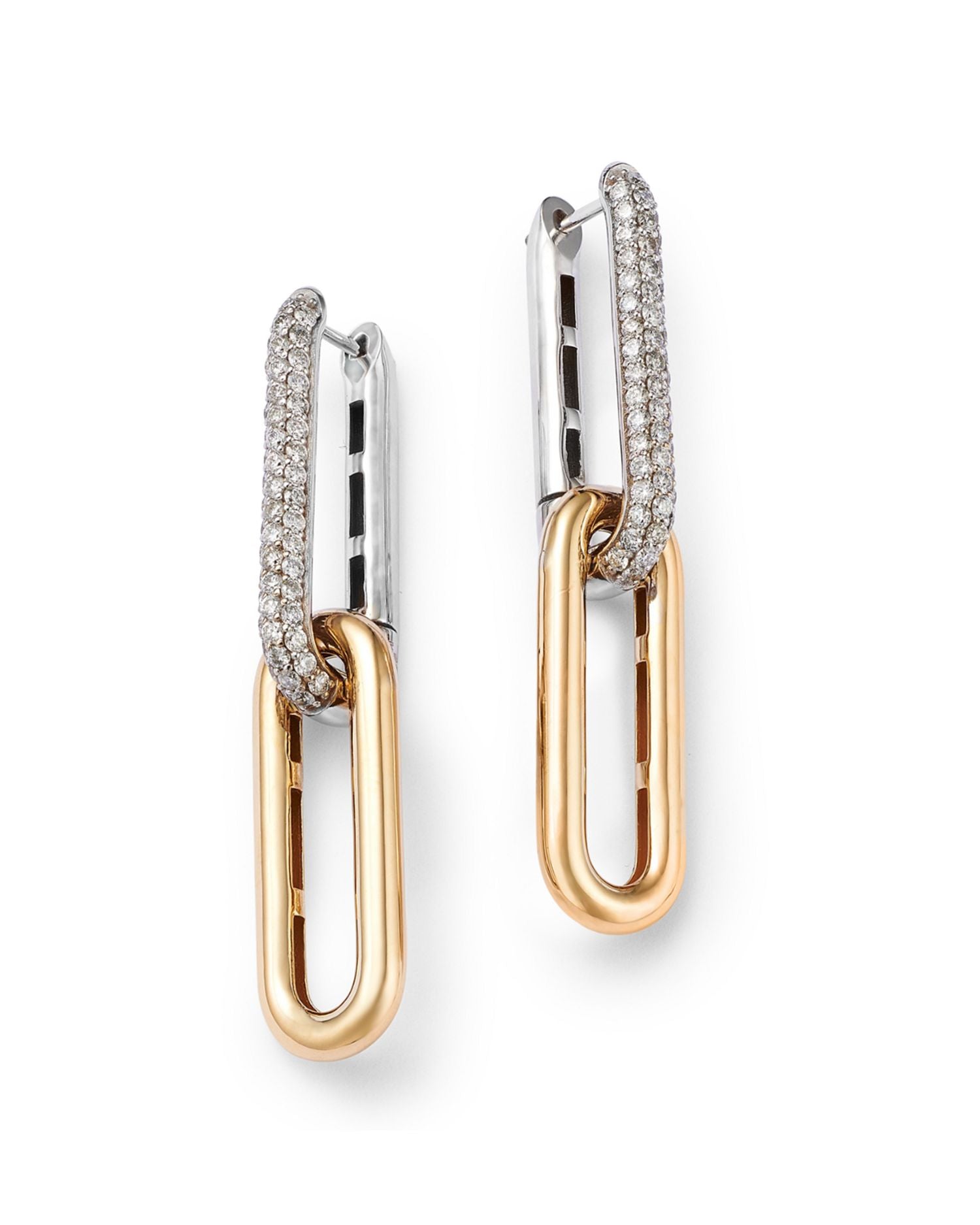 Diamond Link Drop Earrings in 14K Yellow & White Gold, 1.0 ct. t.w.