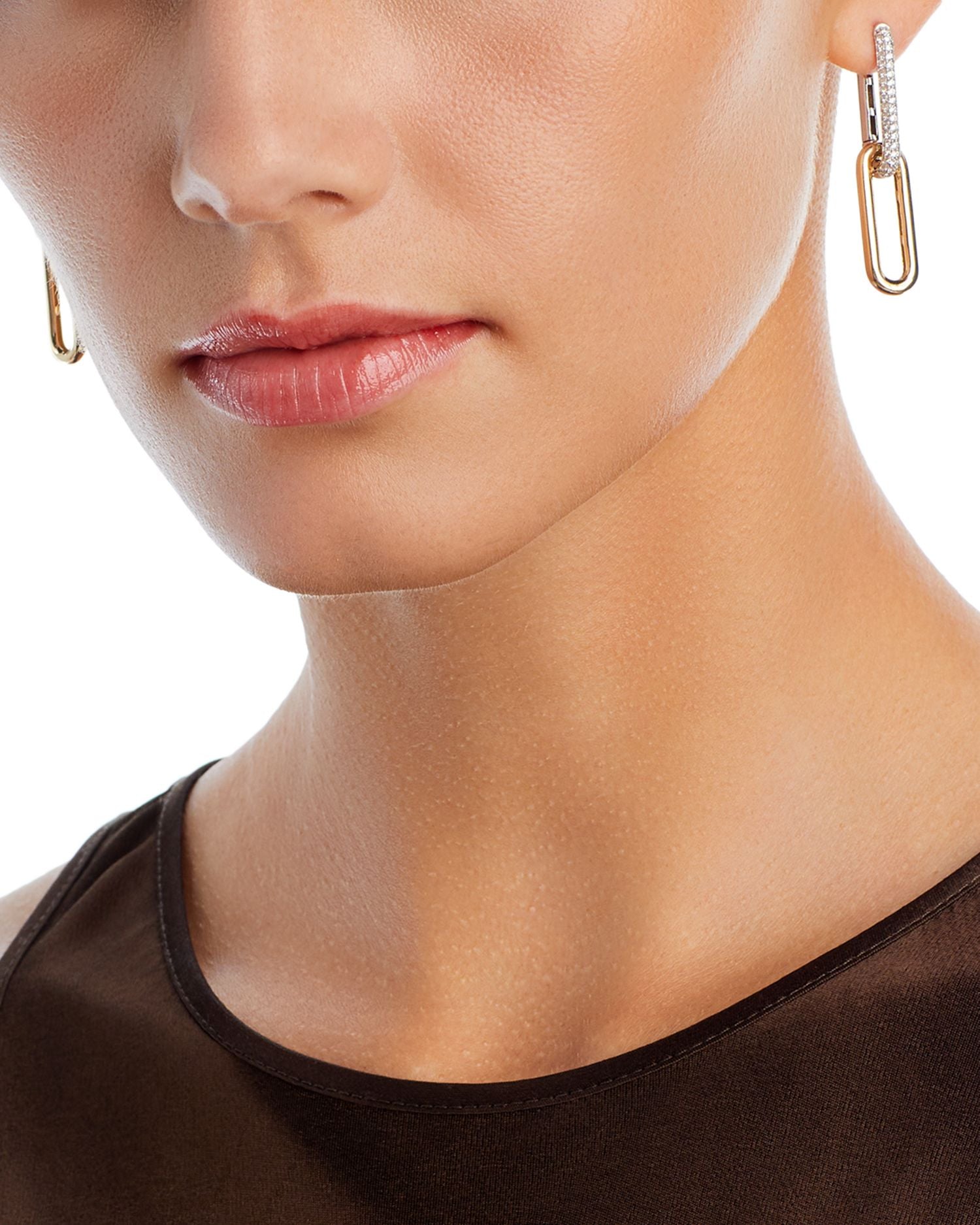 Diamond Link Drop Earrings in 14K Yellow & White Gold, 1.0 ct. t.w.