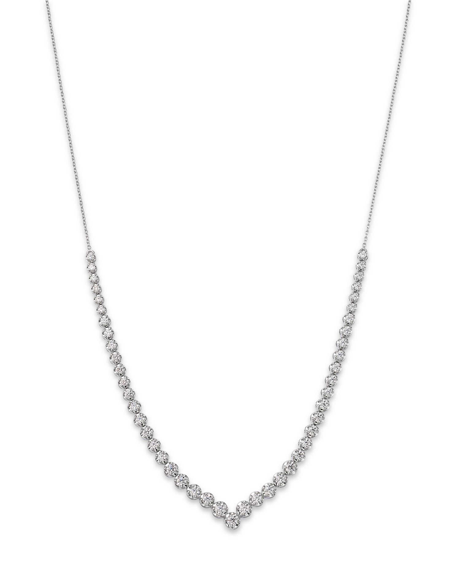 Diamond V Tennis Necklace in 14K White Gold, 2.0 ct. t.w.