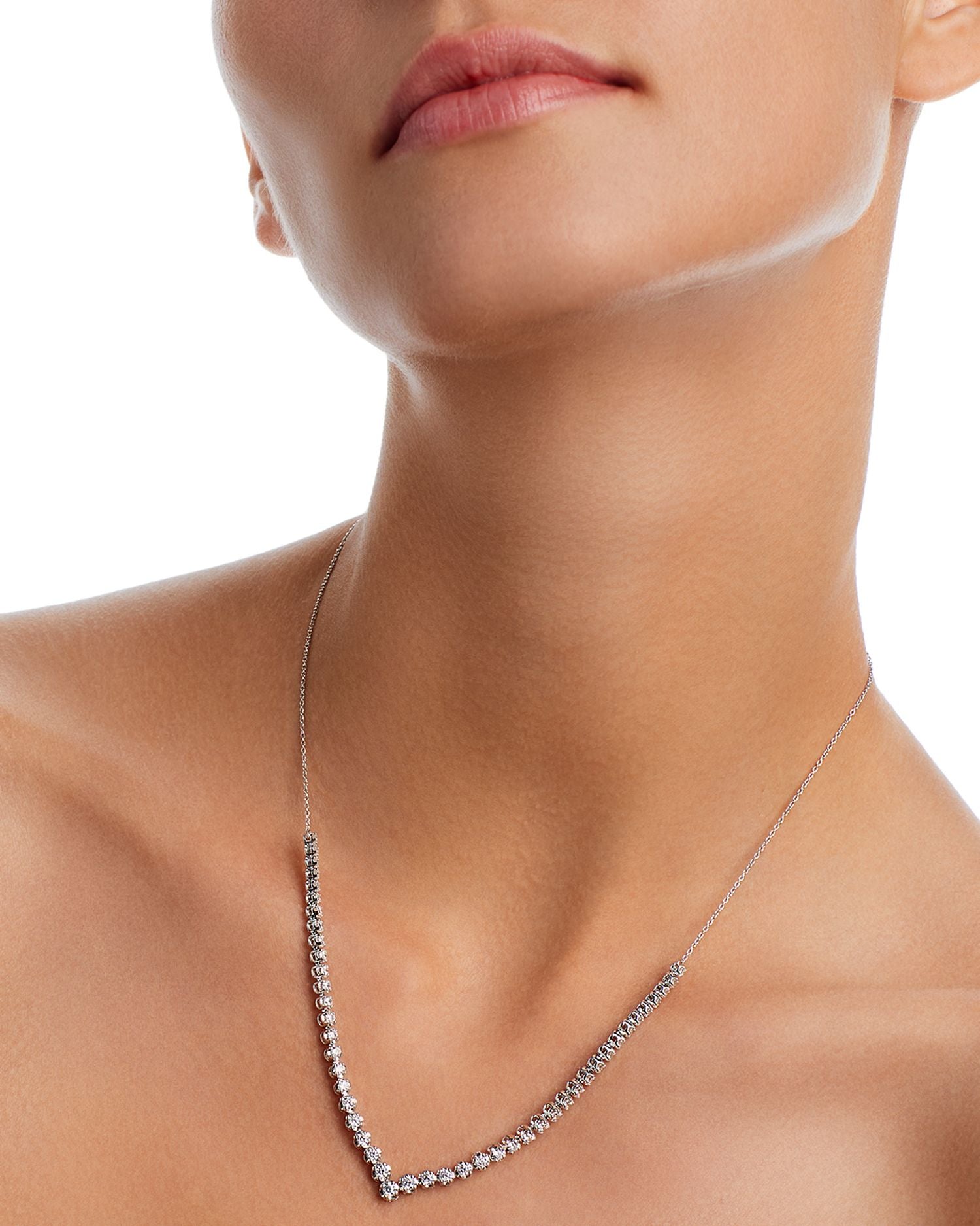 Diamond V Tennis Necklace in 14K White Gold, 2.0 ct. t.w.