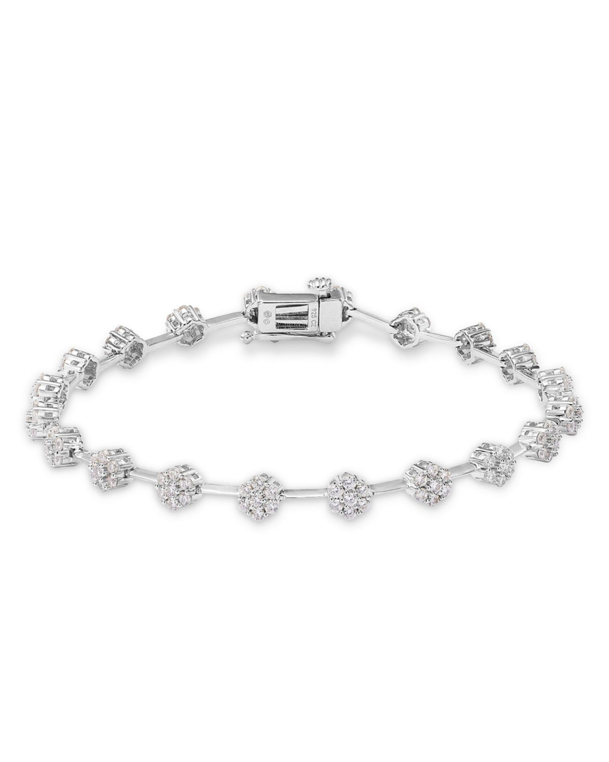 Diamond Flower Cluster Link Bracelet in 14K White Gold, 2.0 ct. t.w.