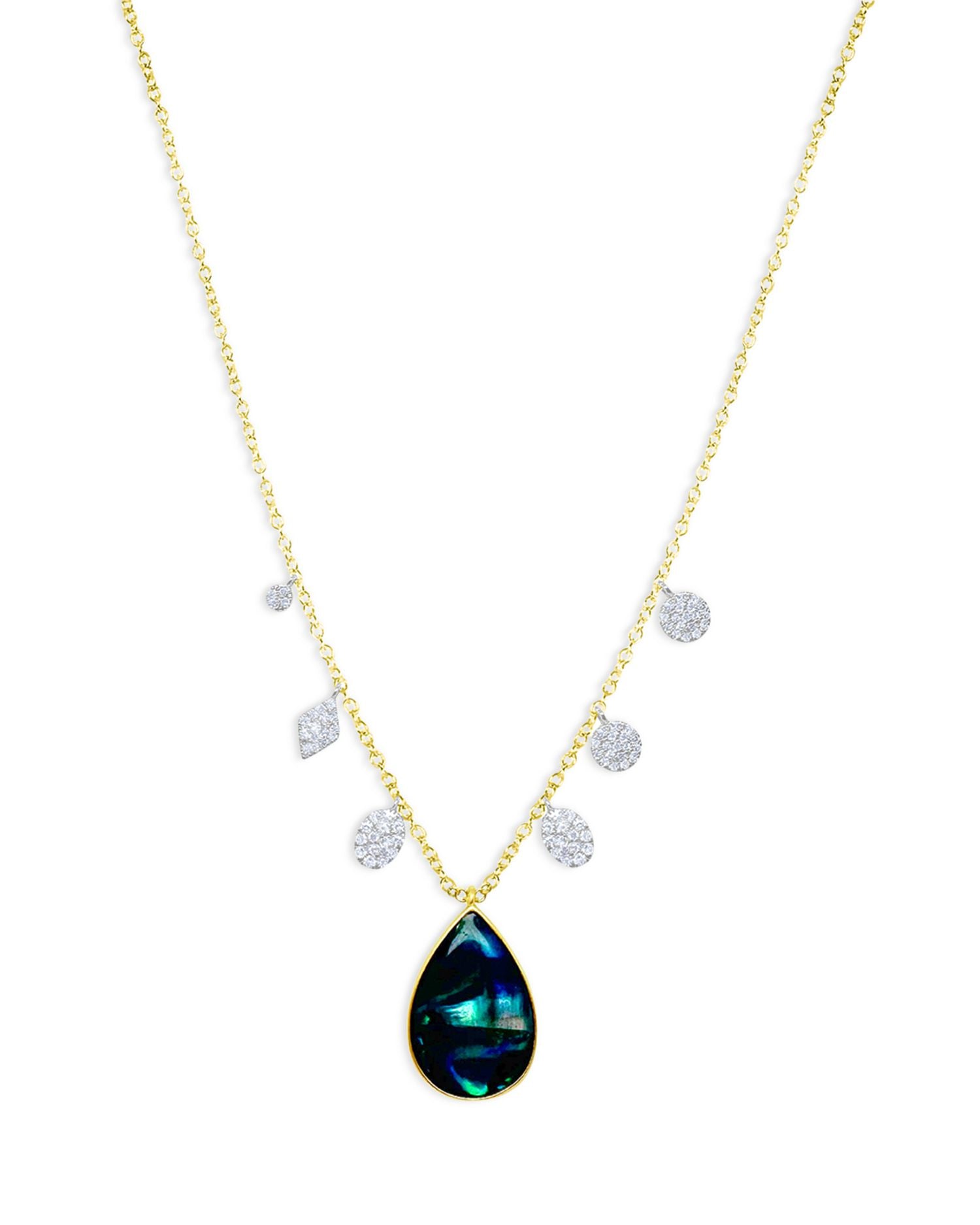 14K White & Yellow Gold Paua Shell & Diamond Tangle Pendant Necklace