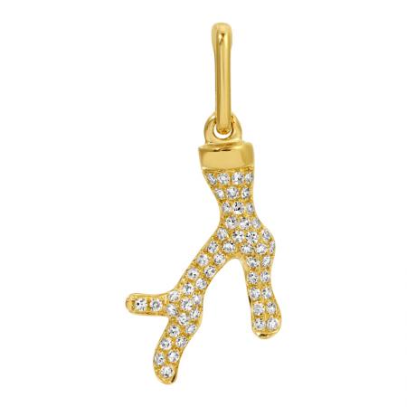 Gold Coral Shape Diamond Charm