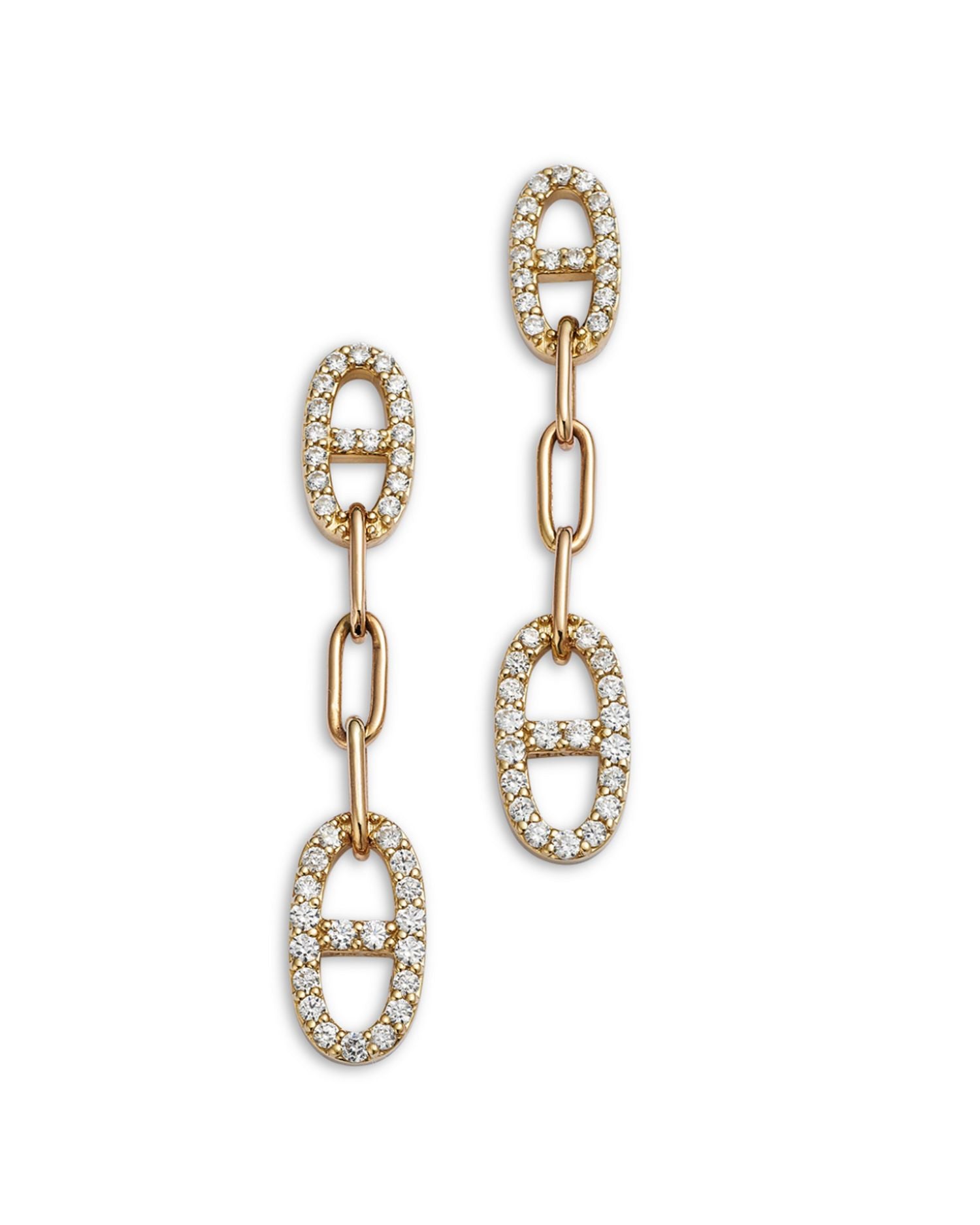 Diamond Link Drop Earrings in 14K Yellow Gold, 1.0 ct. t.w.