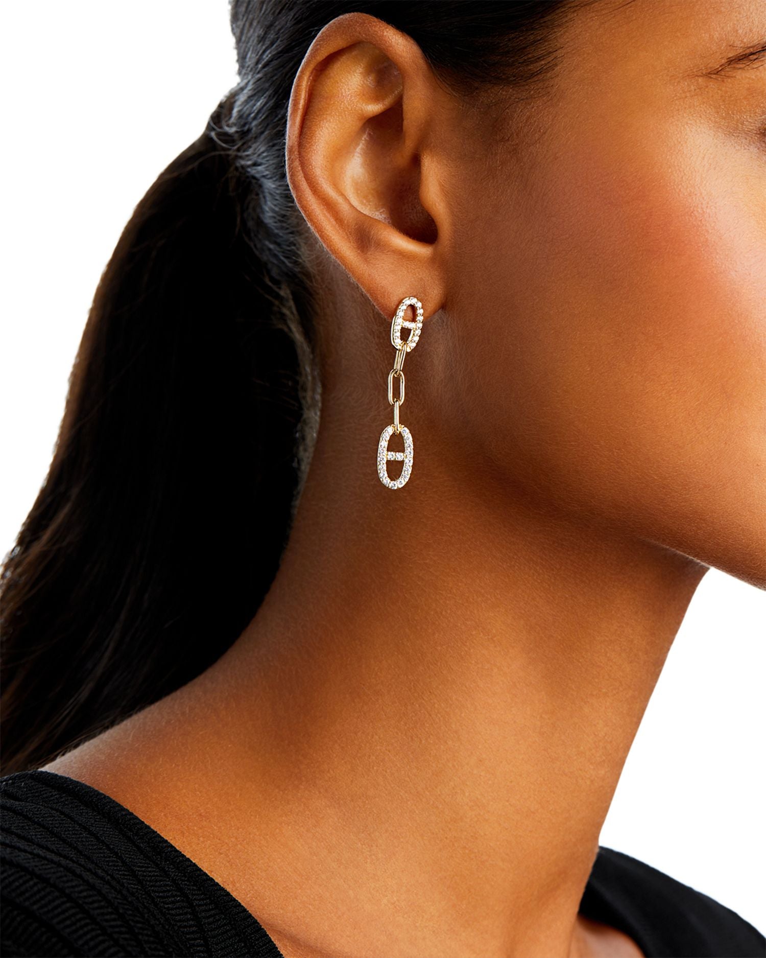 Diamond Link Drop Earrings in 14K Yellow Gold, 1.0 ct. t.w.