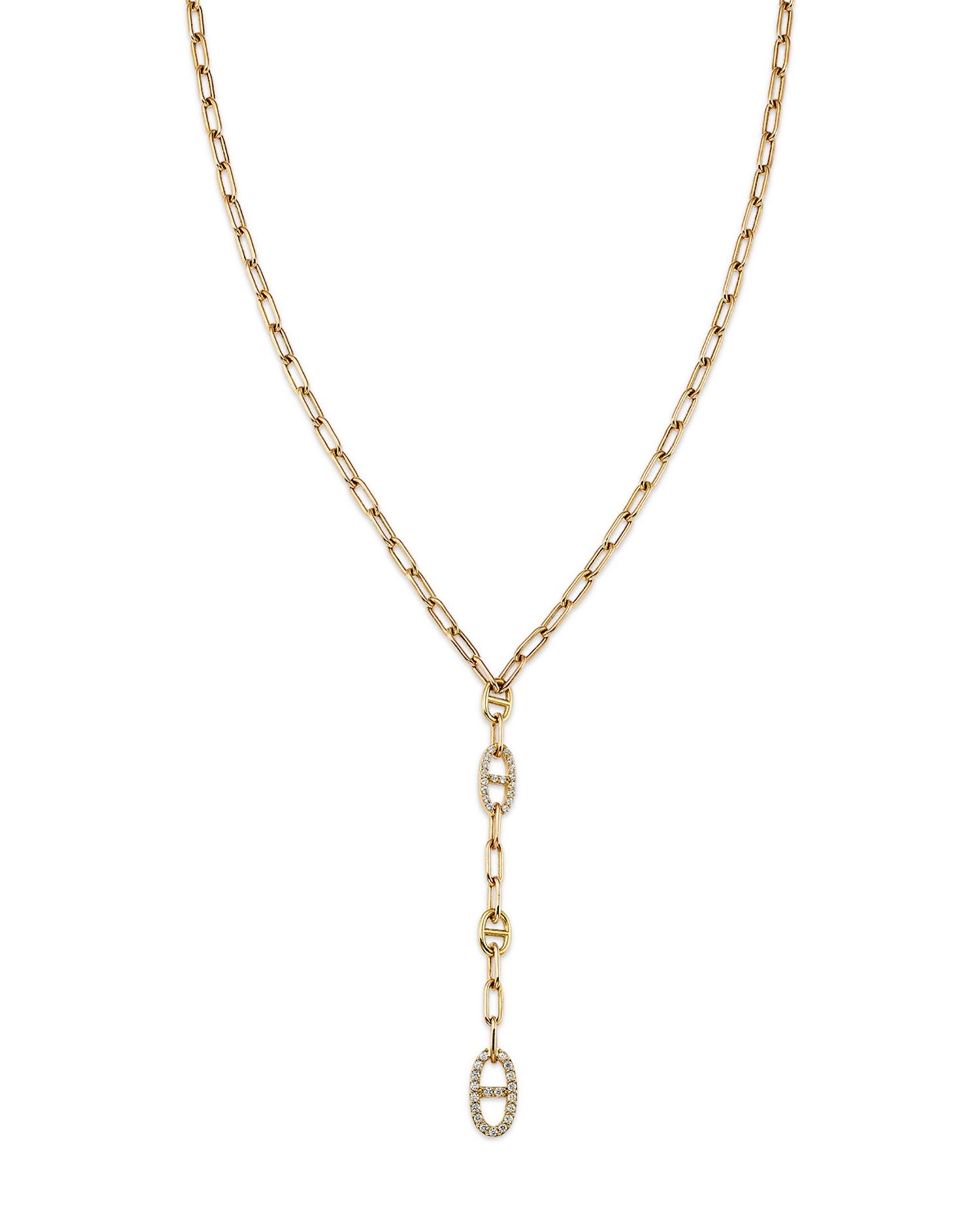 Diamond Link Lariat Necklace in 14K Yellow Gold, 0.50 ct.